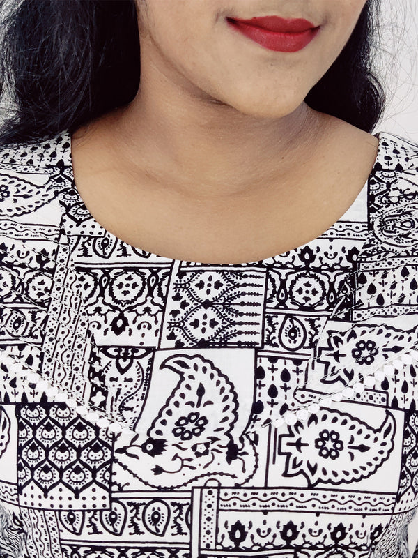 Cotton Printed Straight Kurta