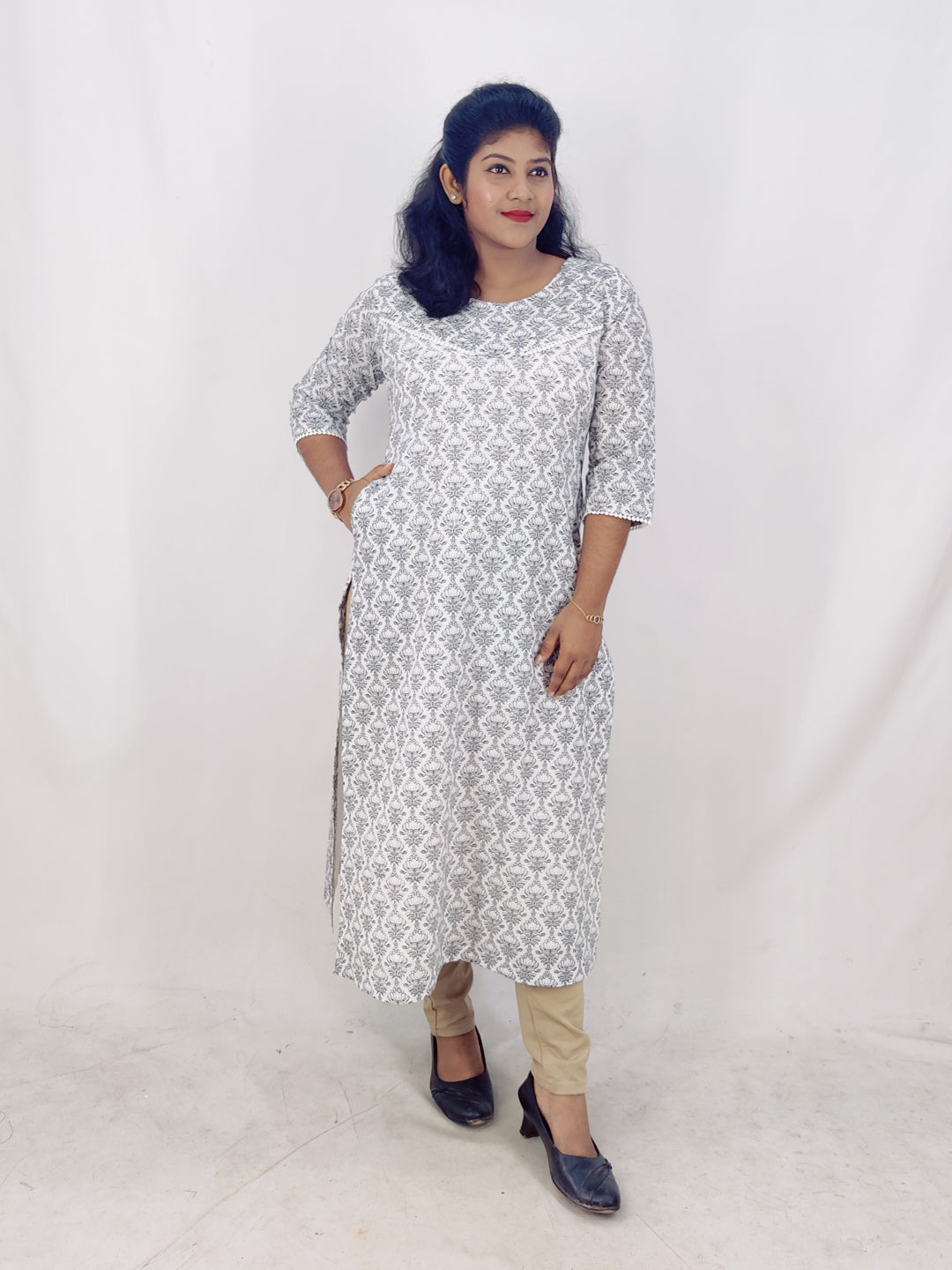 Cotton Printed Straight Kurta