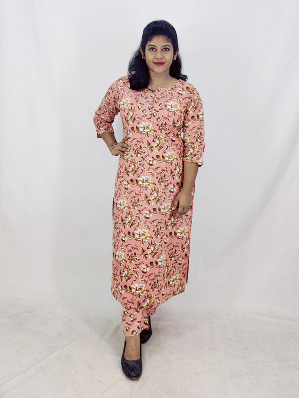 Cotton Floral Printed Straight Kurta set