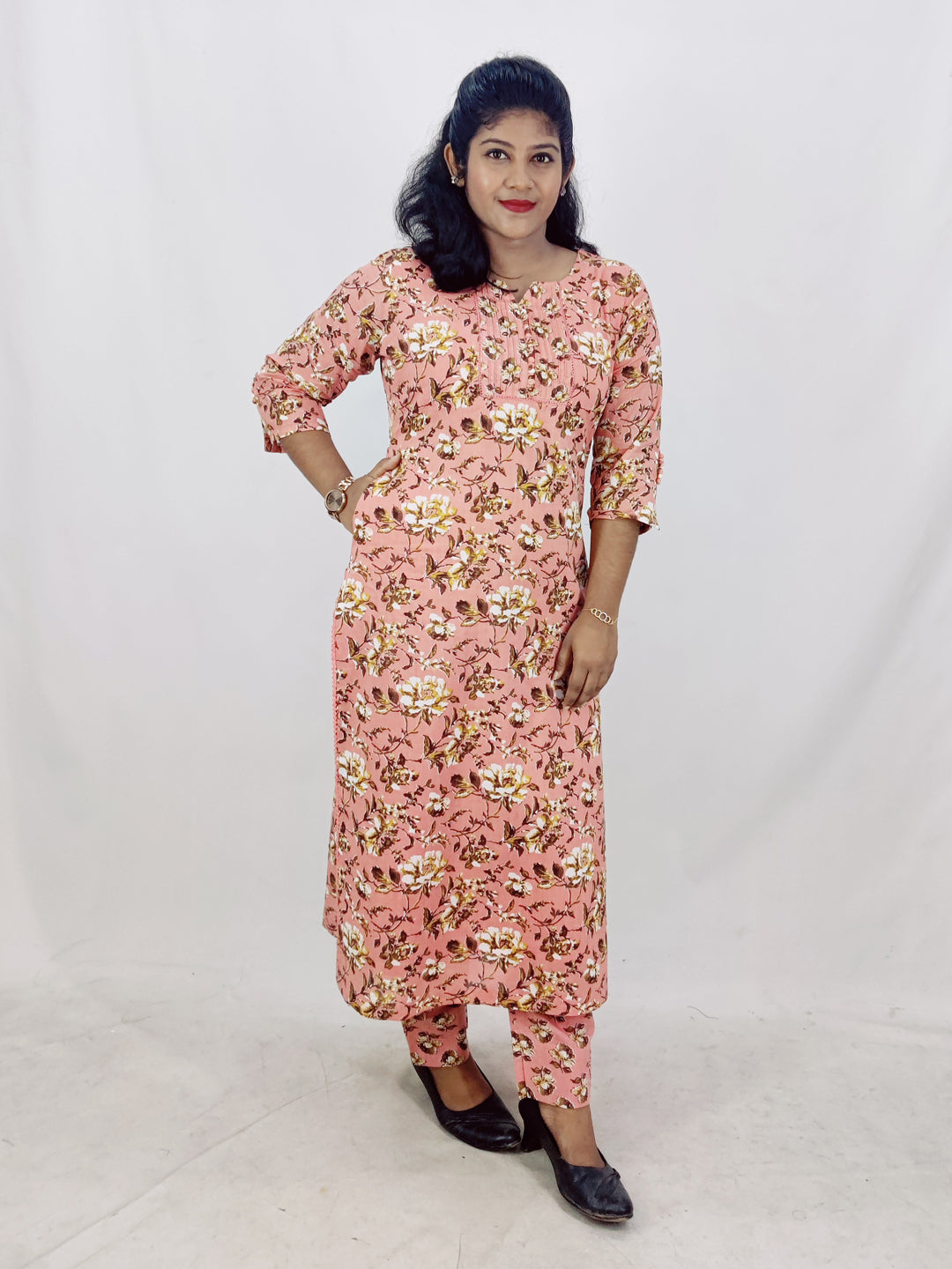 Cotton Floral Printed Straight Kurta set
