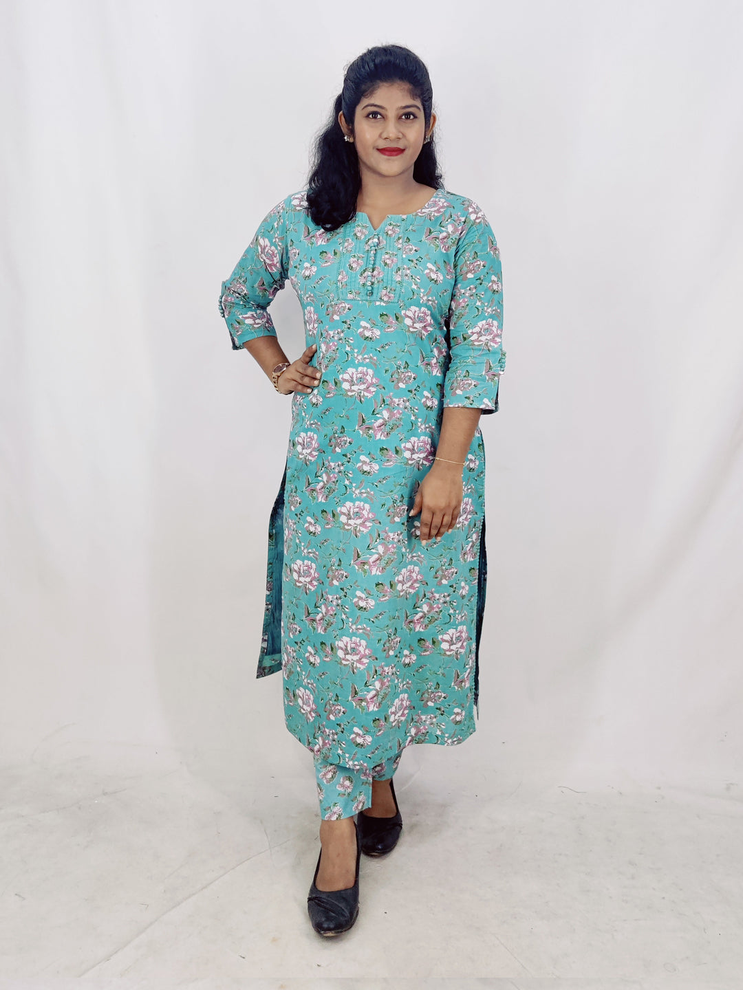 Cotton Floral Printed Straight Kurta set