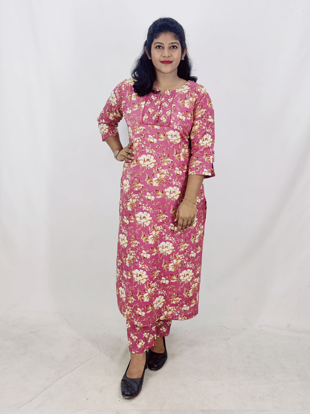 Cotton Floral Printed Straight Kurta set
