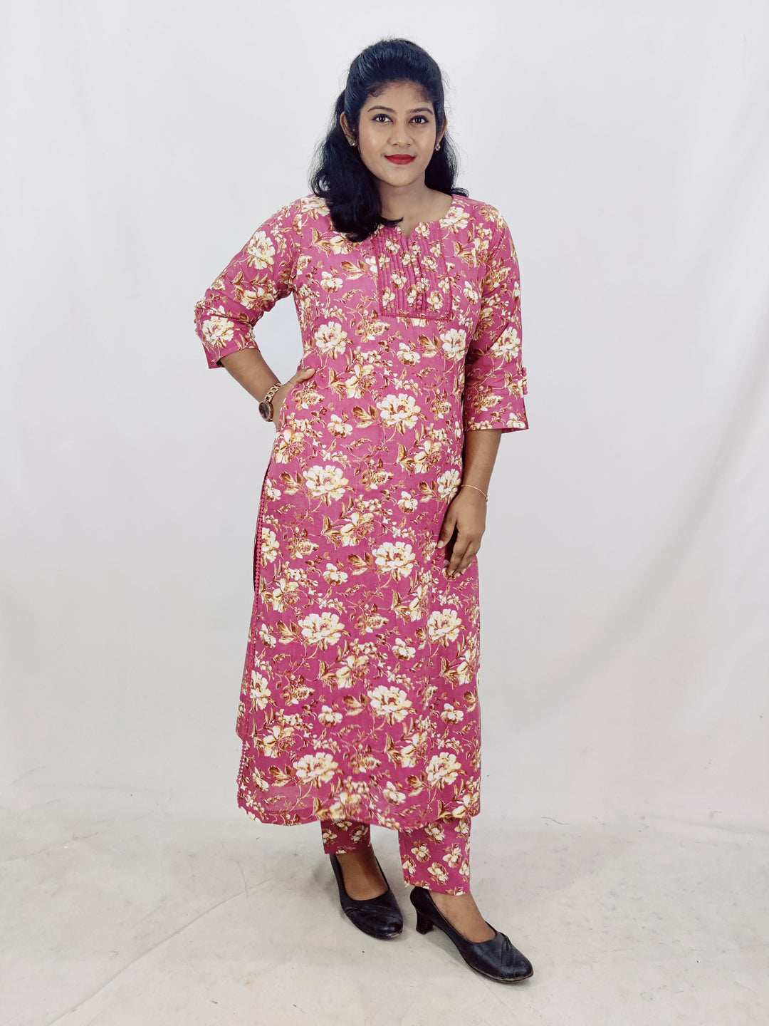 Cotton Floral Printed Straight Kurta set
