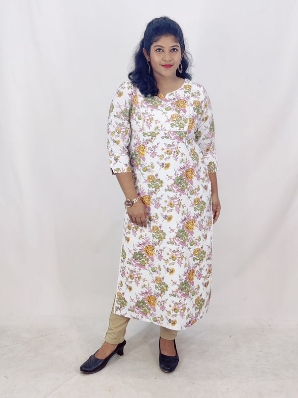 Chanderi Foil Printed Straight Kurta