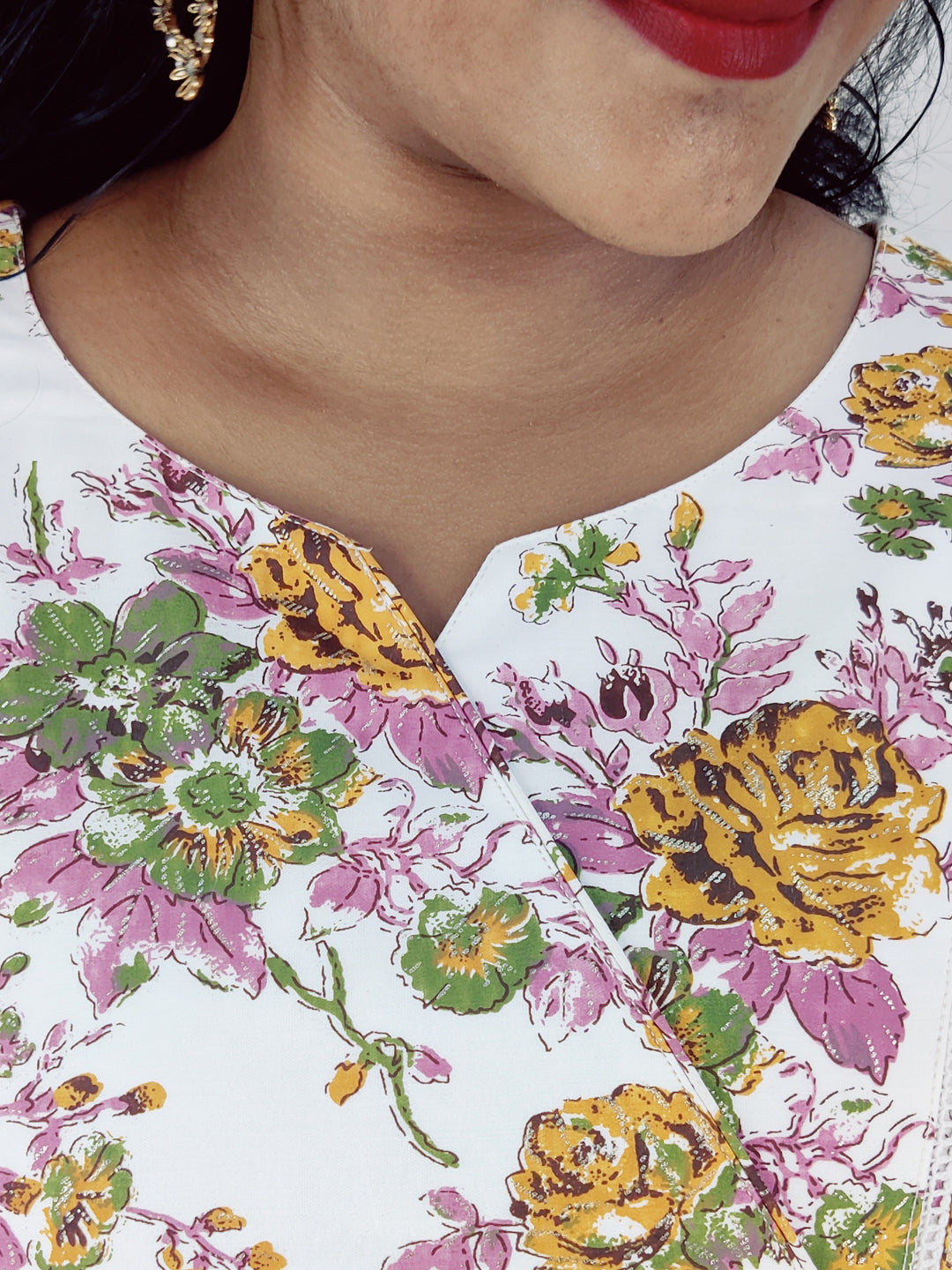 Chanderi Foil Printed Straight Kurta