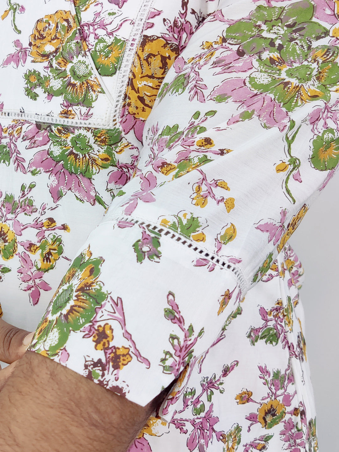 Chanderi Foil Printed Straight Kurta