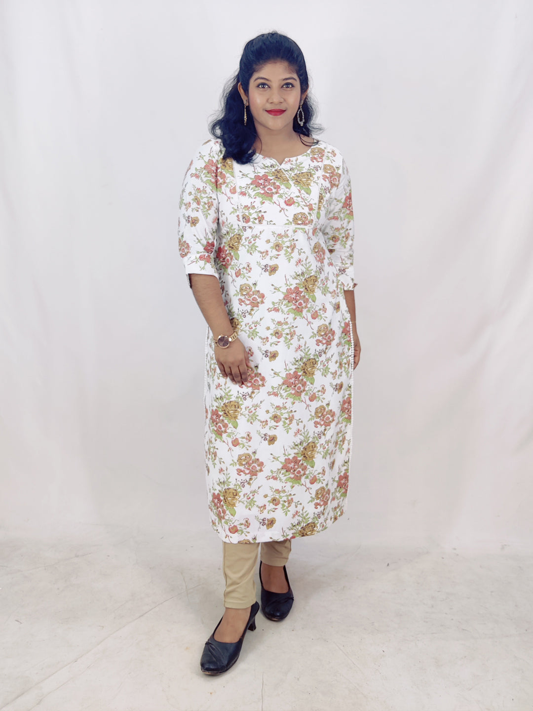 Chanderi Foil Printed Straight Kurta