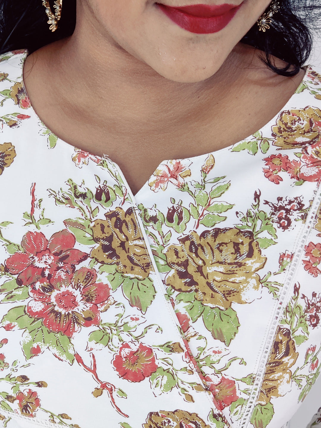 Chanderi Foil Printed Straight Kurta