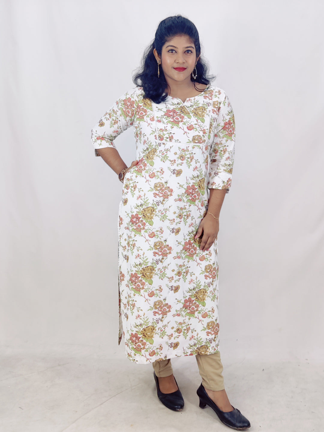 Chanderi Foil Printed Straight Kurta