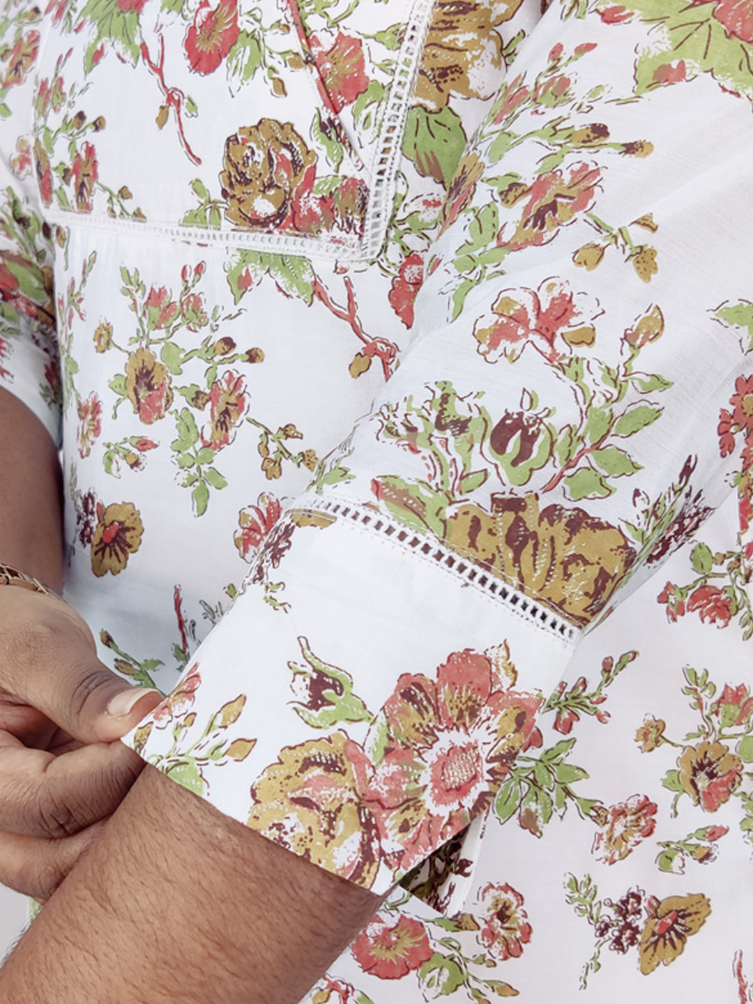 Chanderi Foil Printed Straight Kurta