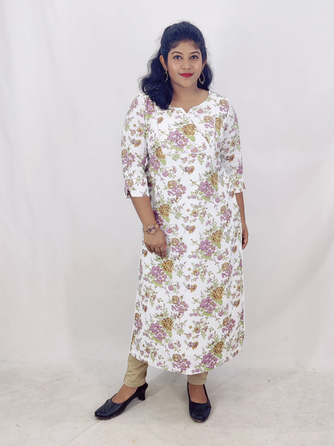 Chanderi Foil Printed Straight Kurta