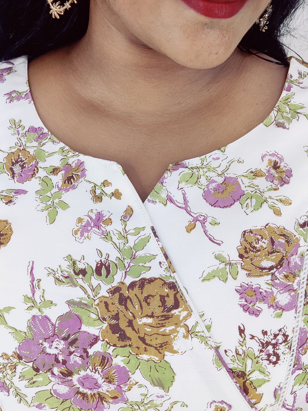 Chanderi Foil Printed Straight Kurta