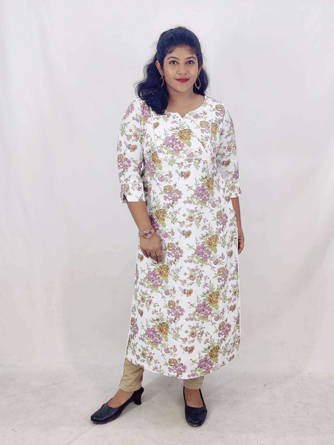 Chanderi Foil Printed Straight Kurta