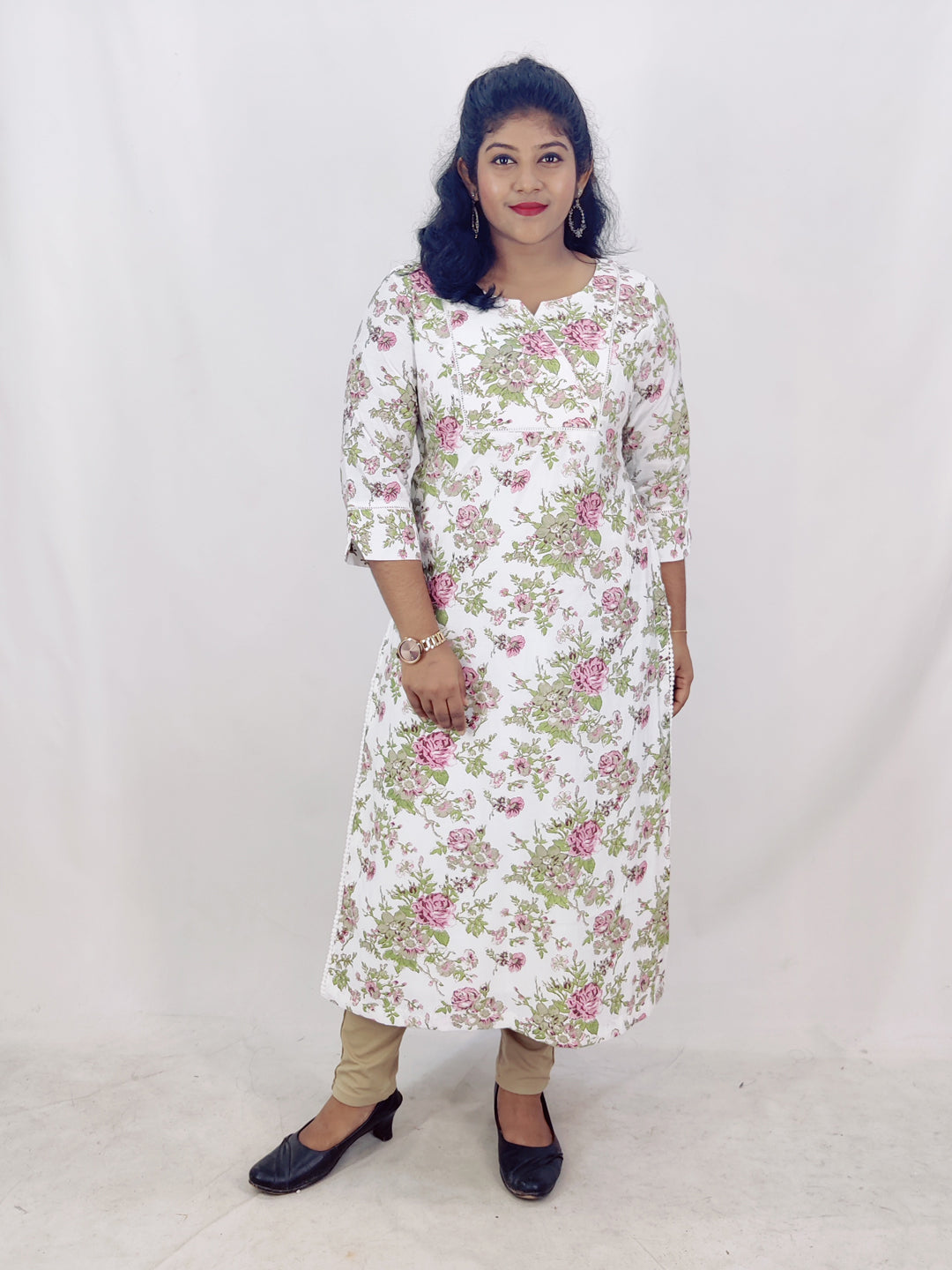 Chanderi Foil Printed Straight Kurta