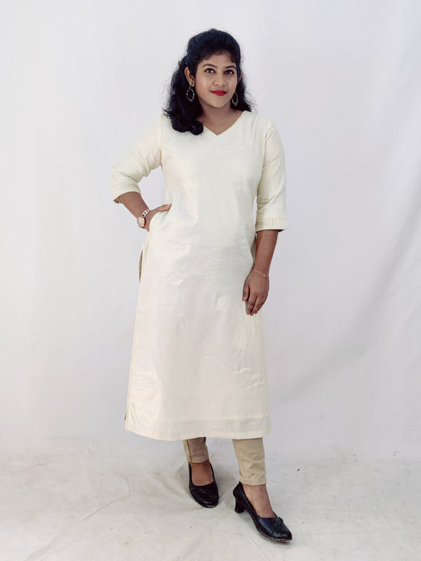 Tissue Solid Slitted Kurta