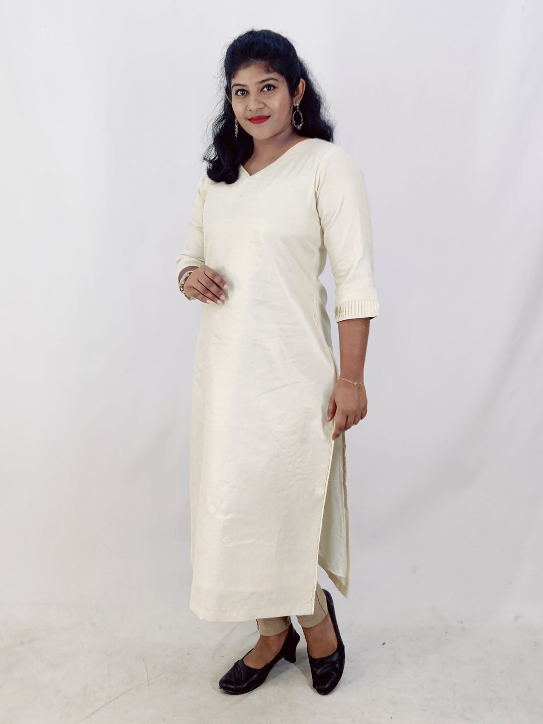 Tissue Solid Slitted Kurta