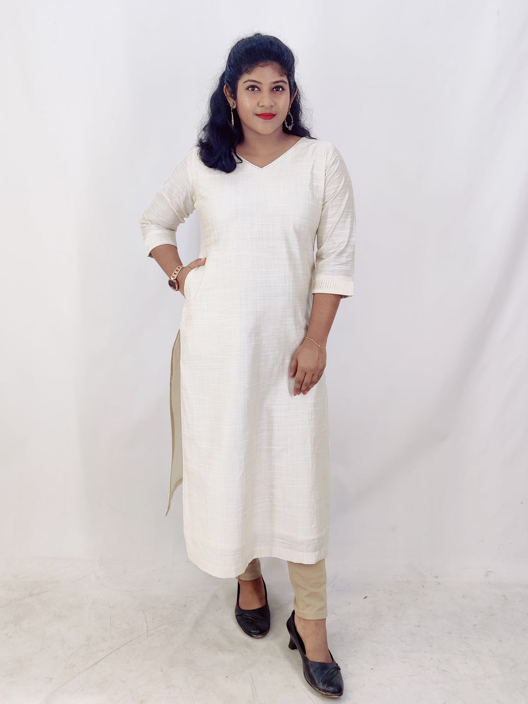 Cotton Silk Solid Slitted kurta