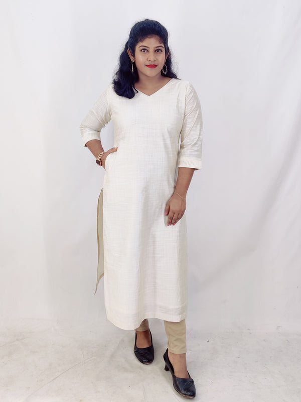 Cotton Silk Solid Slitted kurta