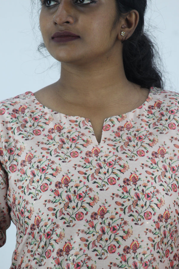 Chanderi Digital Printed Straight Kurta