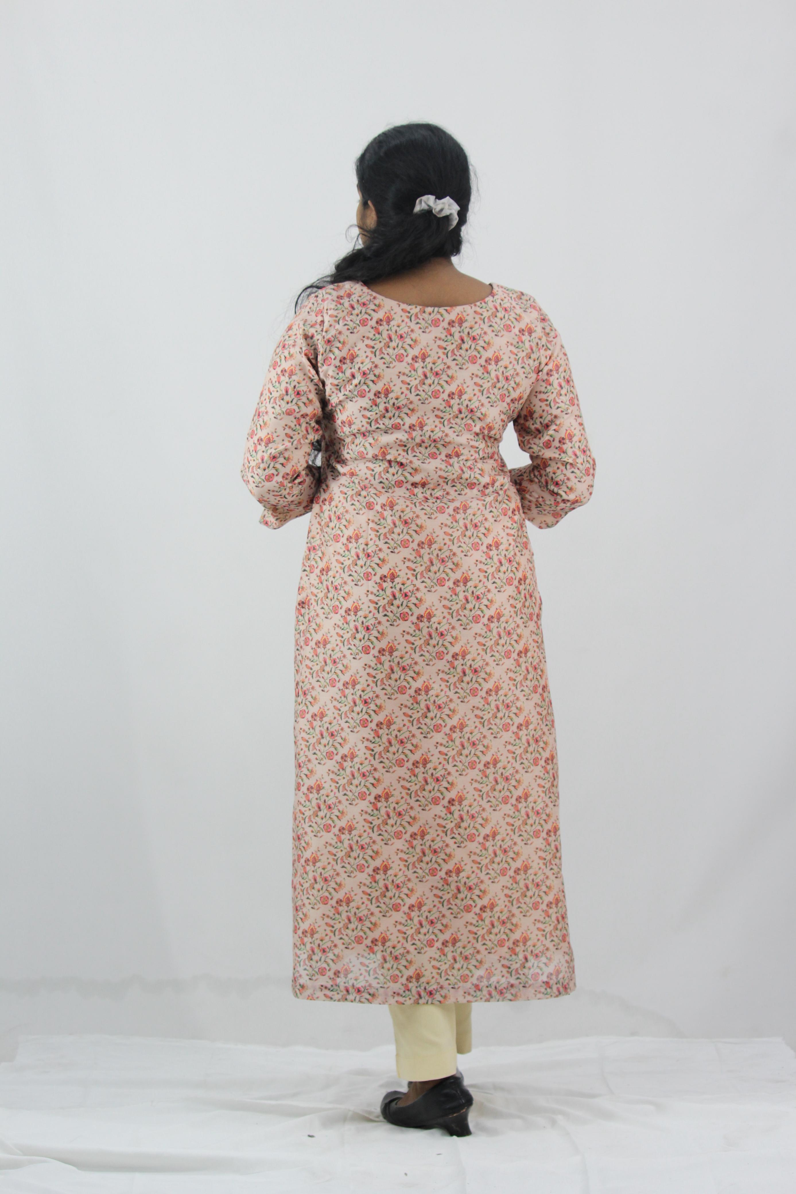 Chanderi Digital Printed Straight Kurta