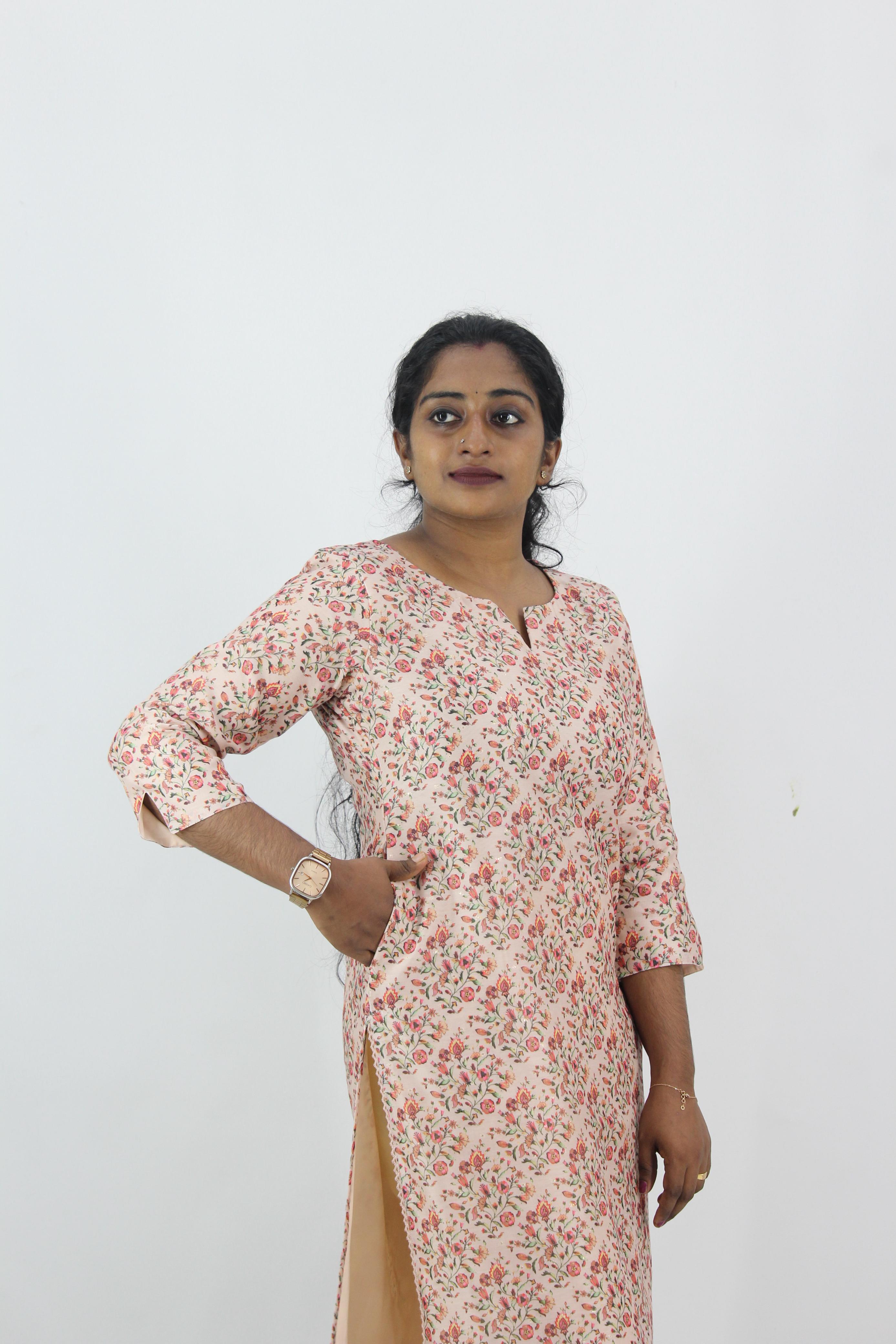 Chanderi Digital Printed Straight Kurta