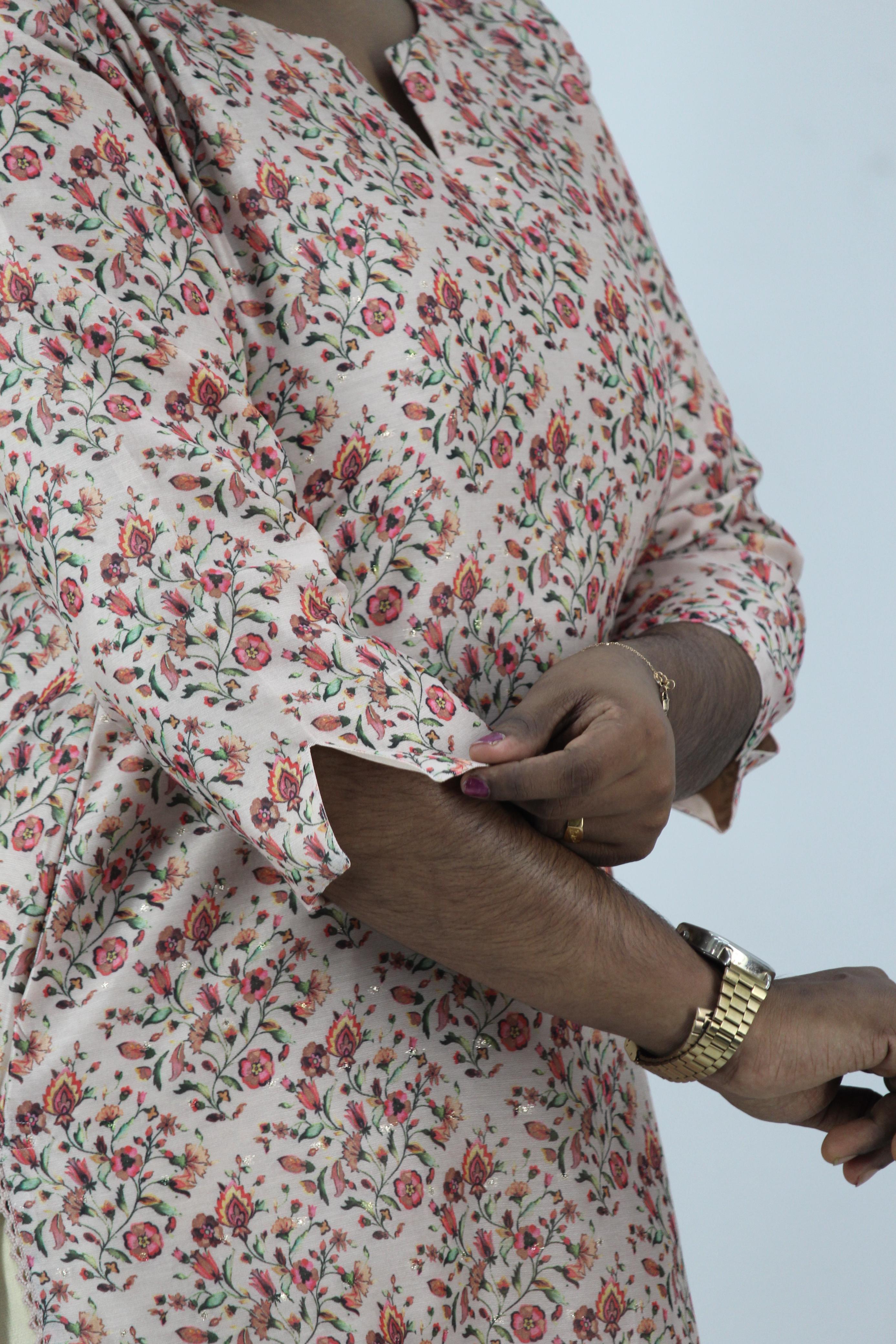 Chanderi Digital Printed Straight Kurta