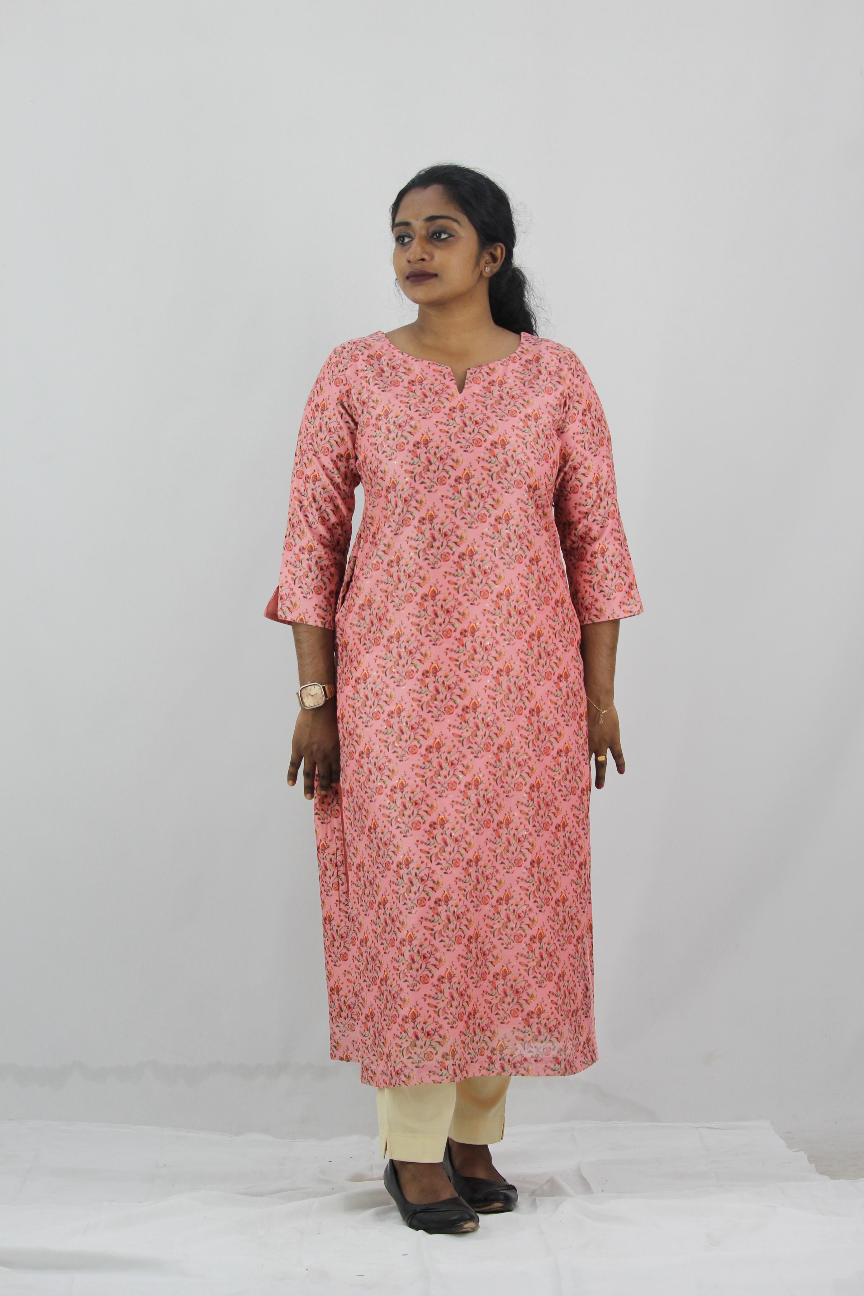 Chanderi Digital Printed Straight Kurta