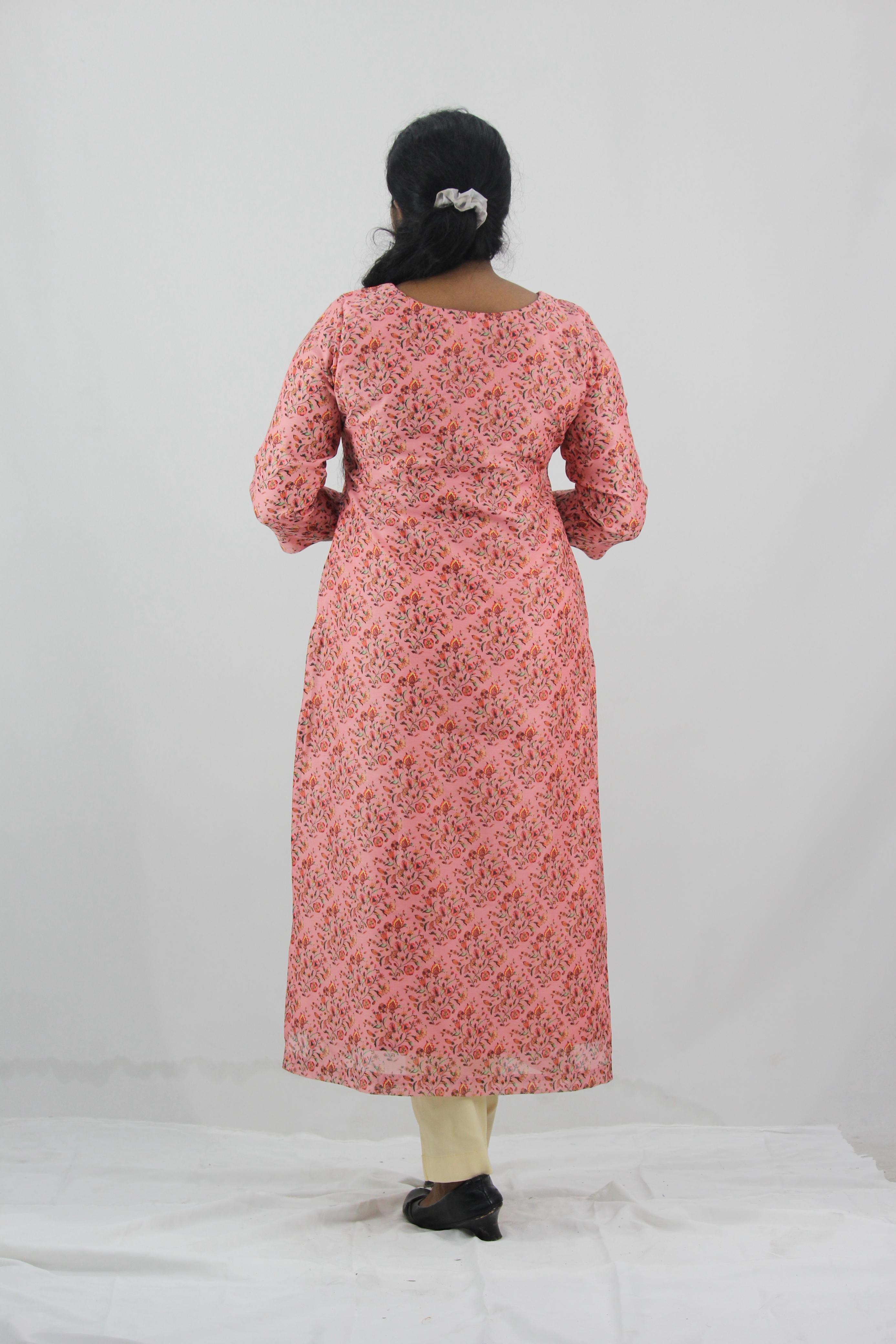 Chanderi Digital Printed Straight Kurta