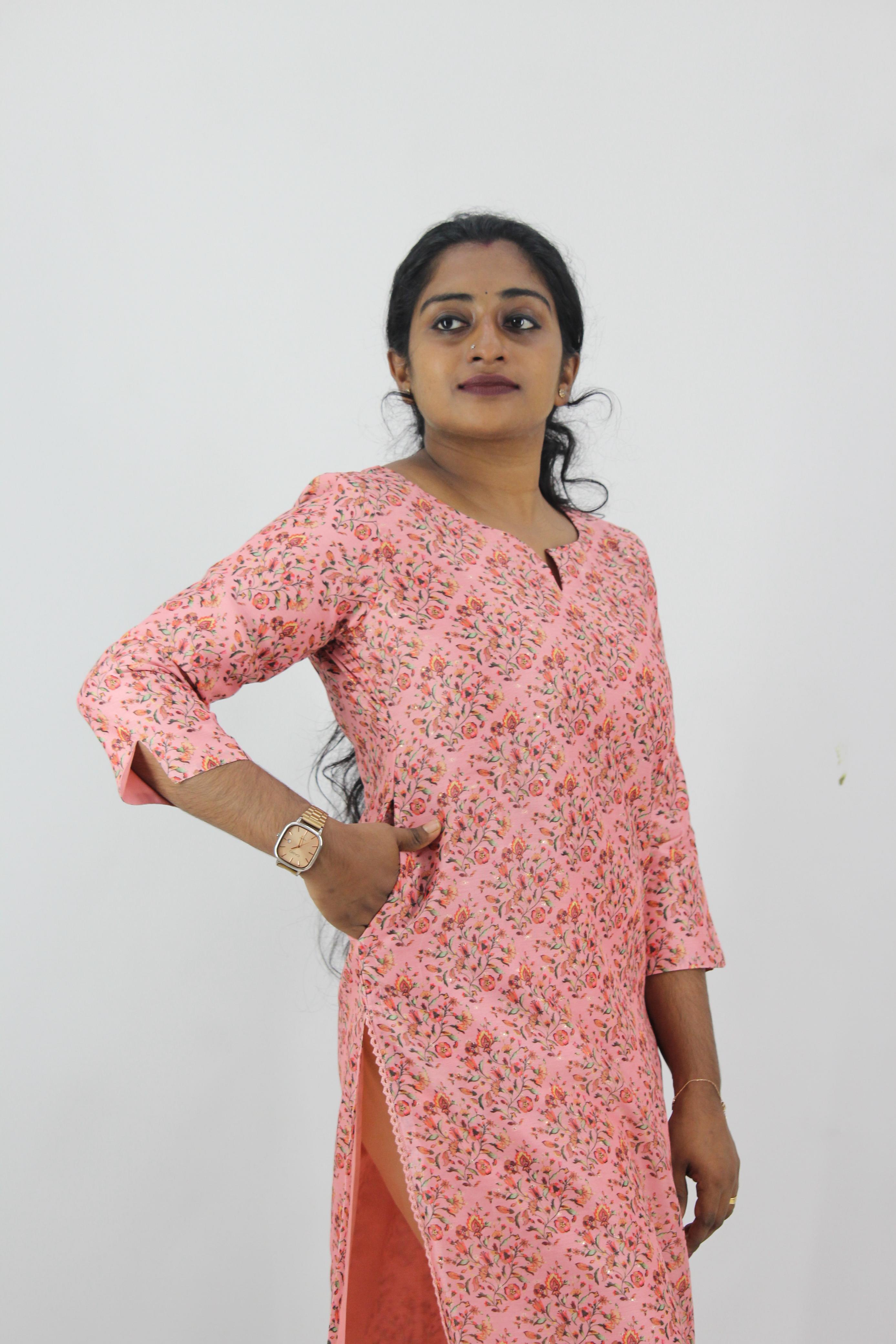 Chanderi Digital Printed Straight Kurta