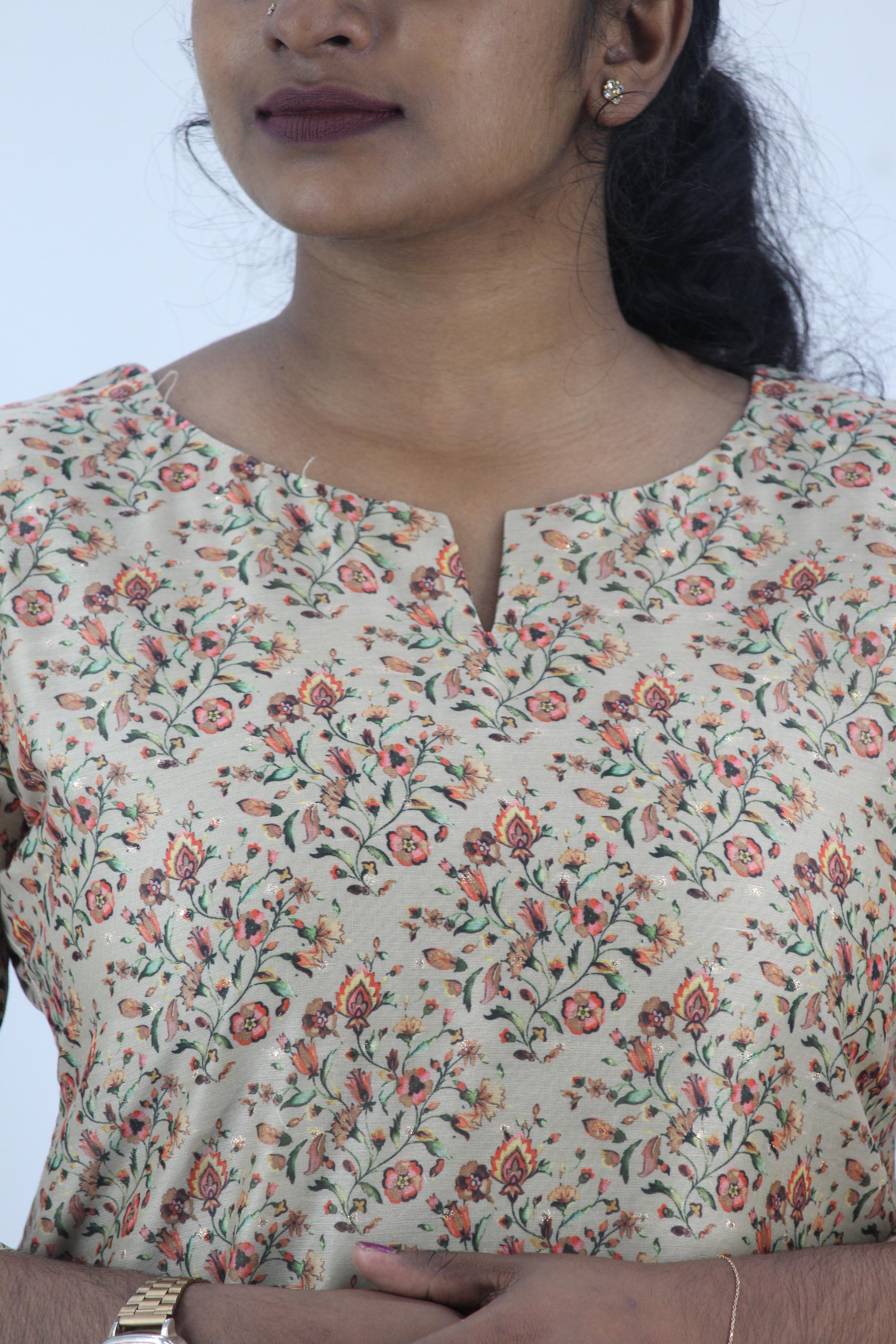 Chanderi Digital Printed Straight Kurta
