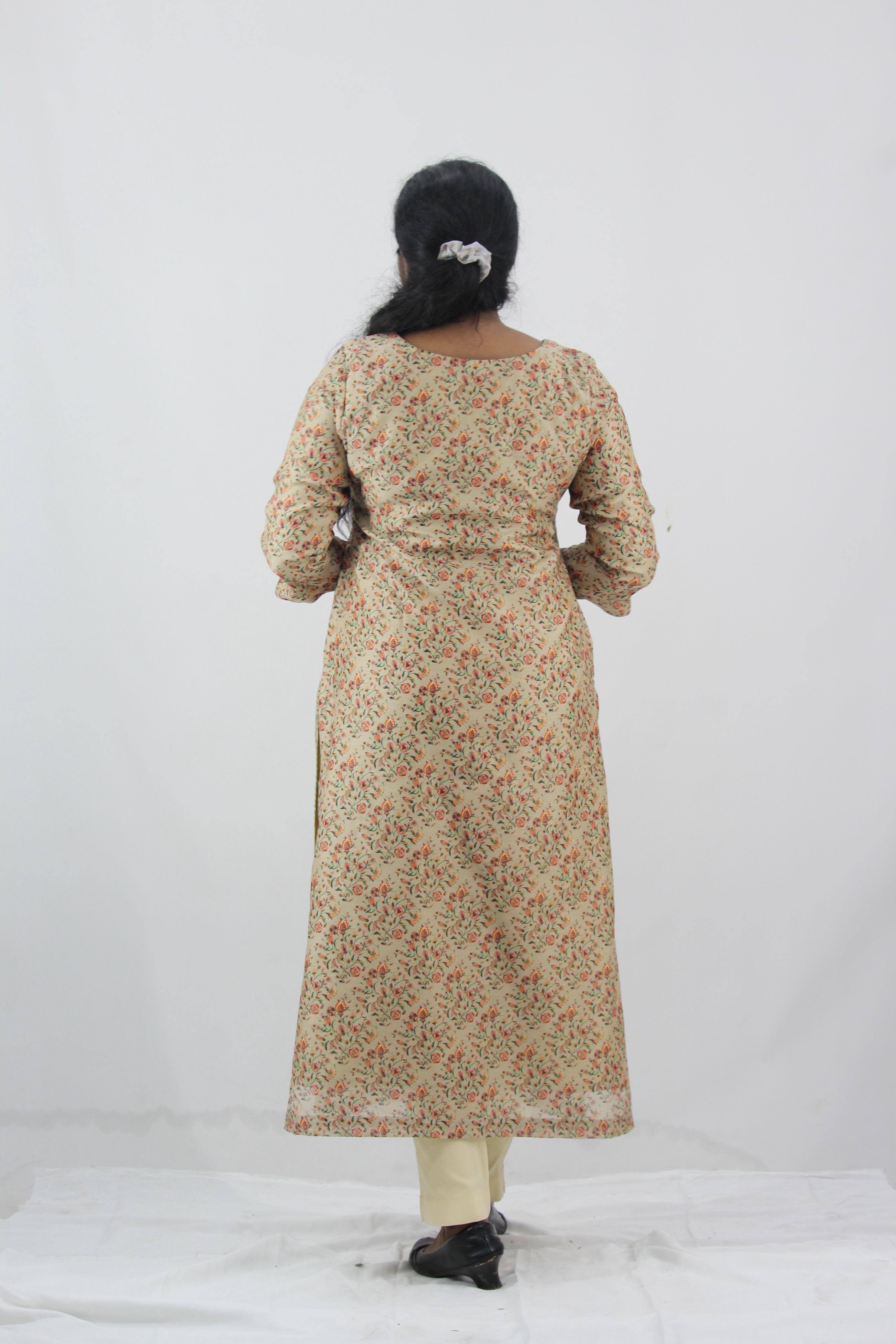 Chanderi Digital Printed Straight Kurta