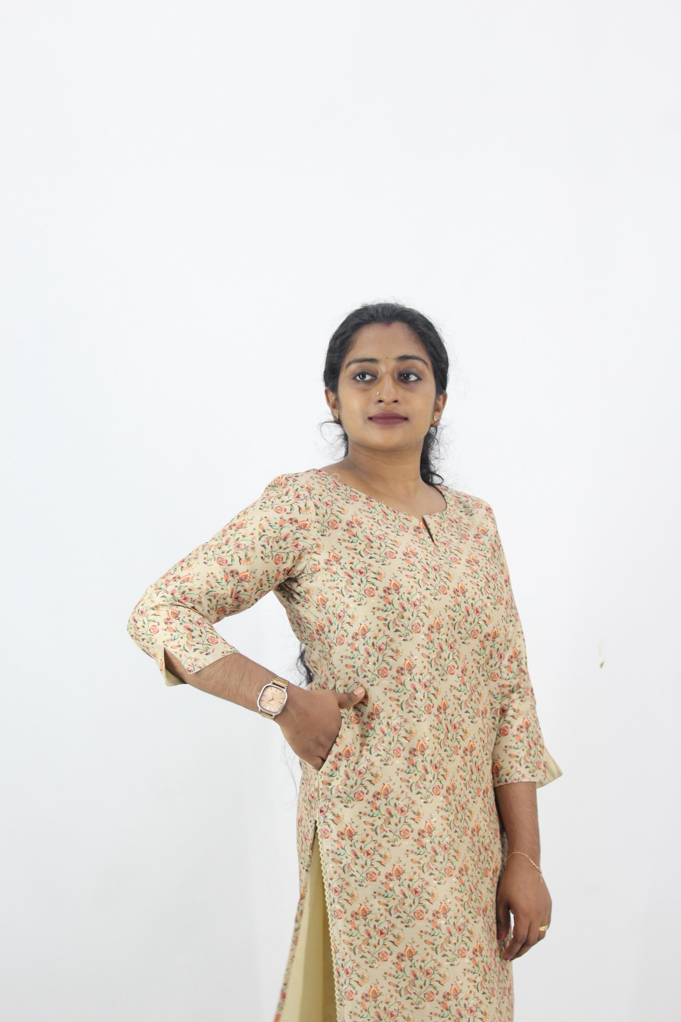 Chanderi Digital Printed Straight Kurta