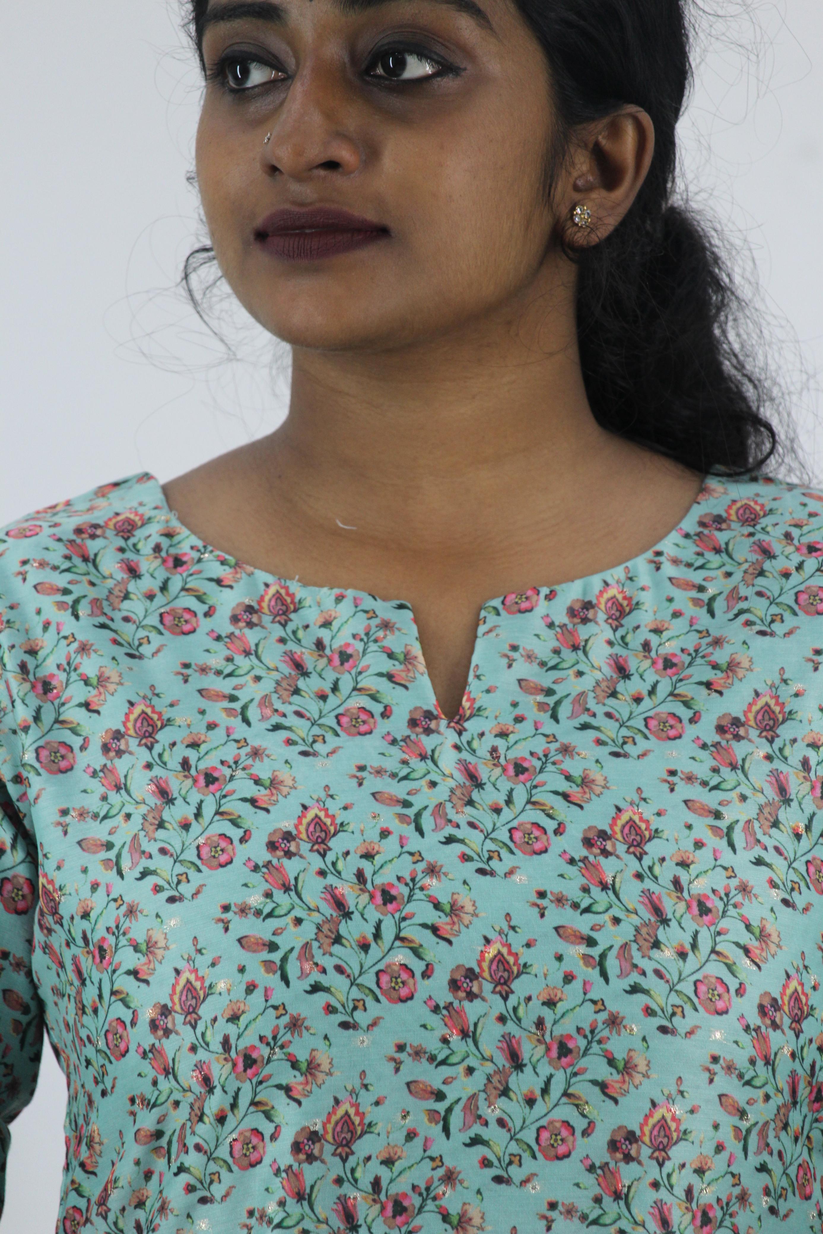 Chanderi Digital Printed Straight Kurta
