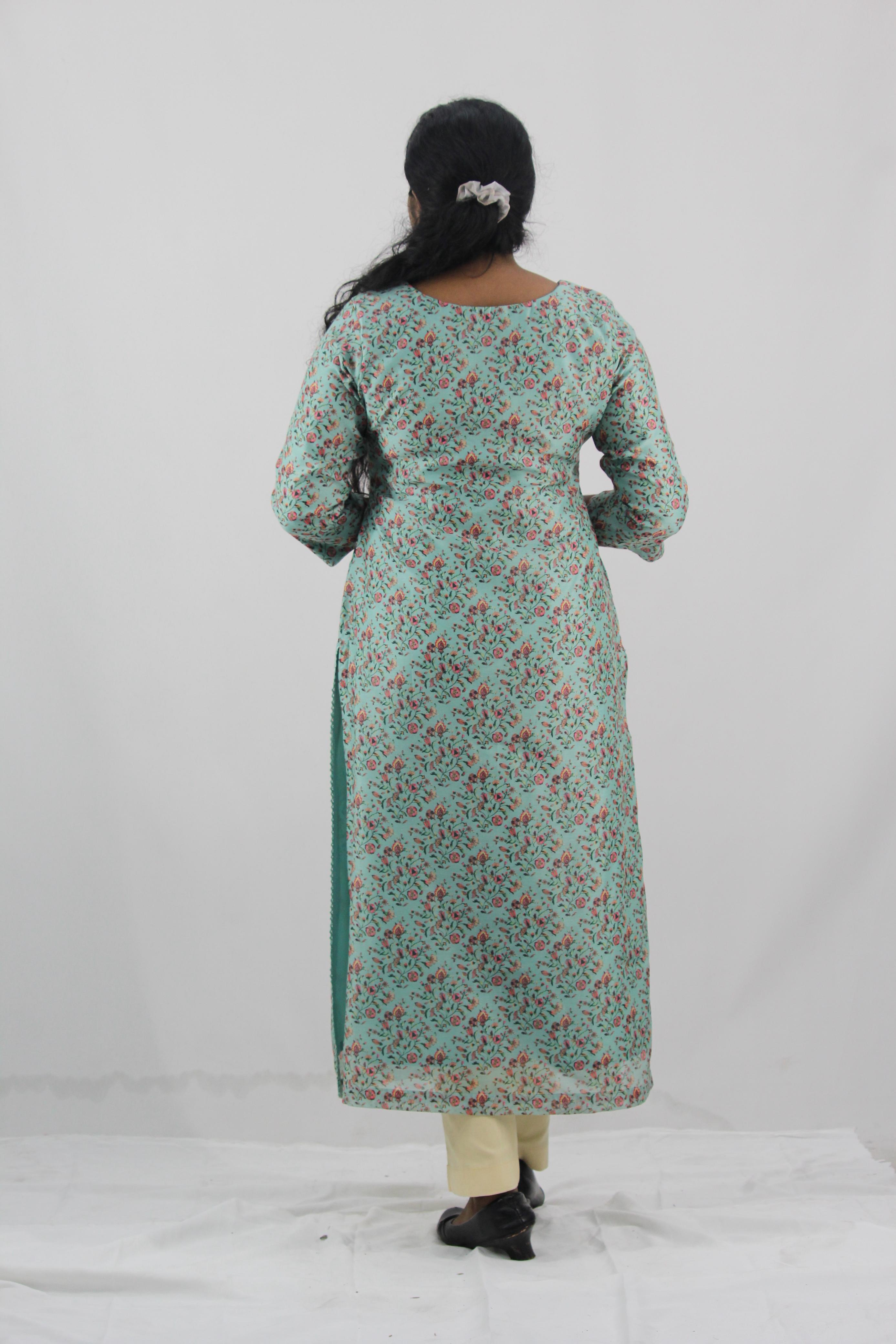 Chanderi Digital Printed Straight Kurta