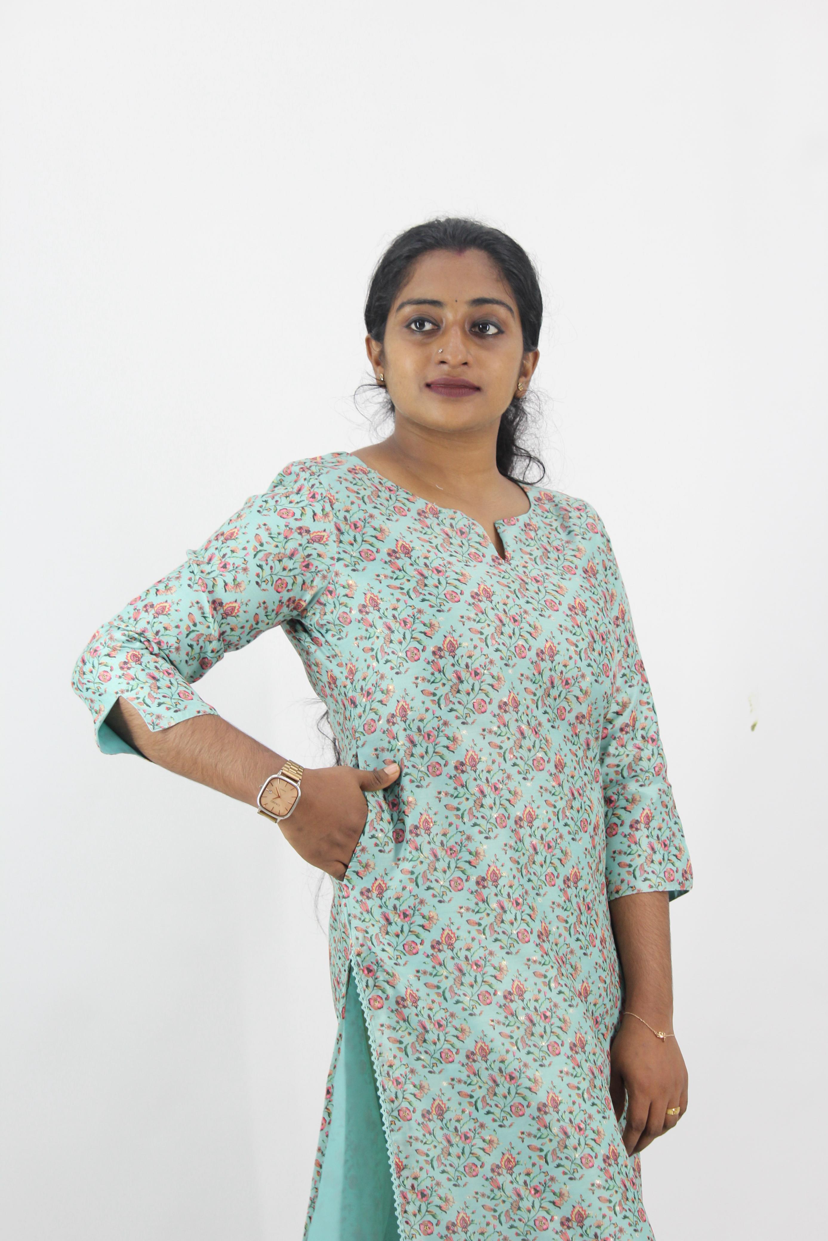 Chanderi Digital Printed Straight Kurta