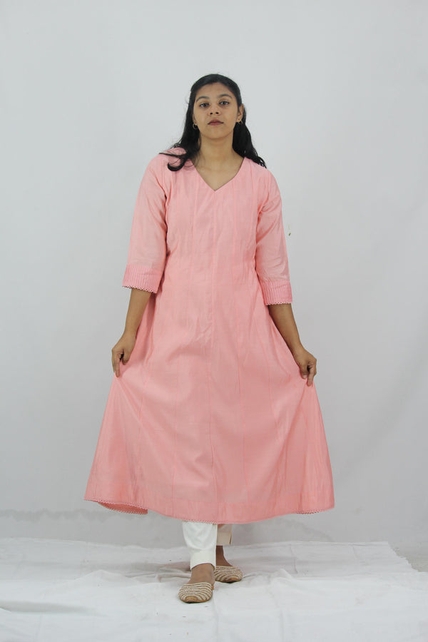 Chanderi Anarkali Solid Kurta
