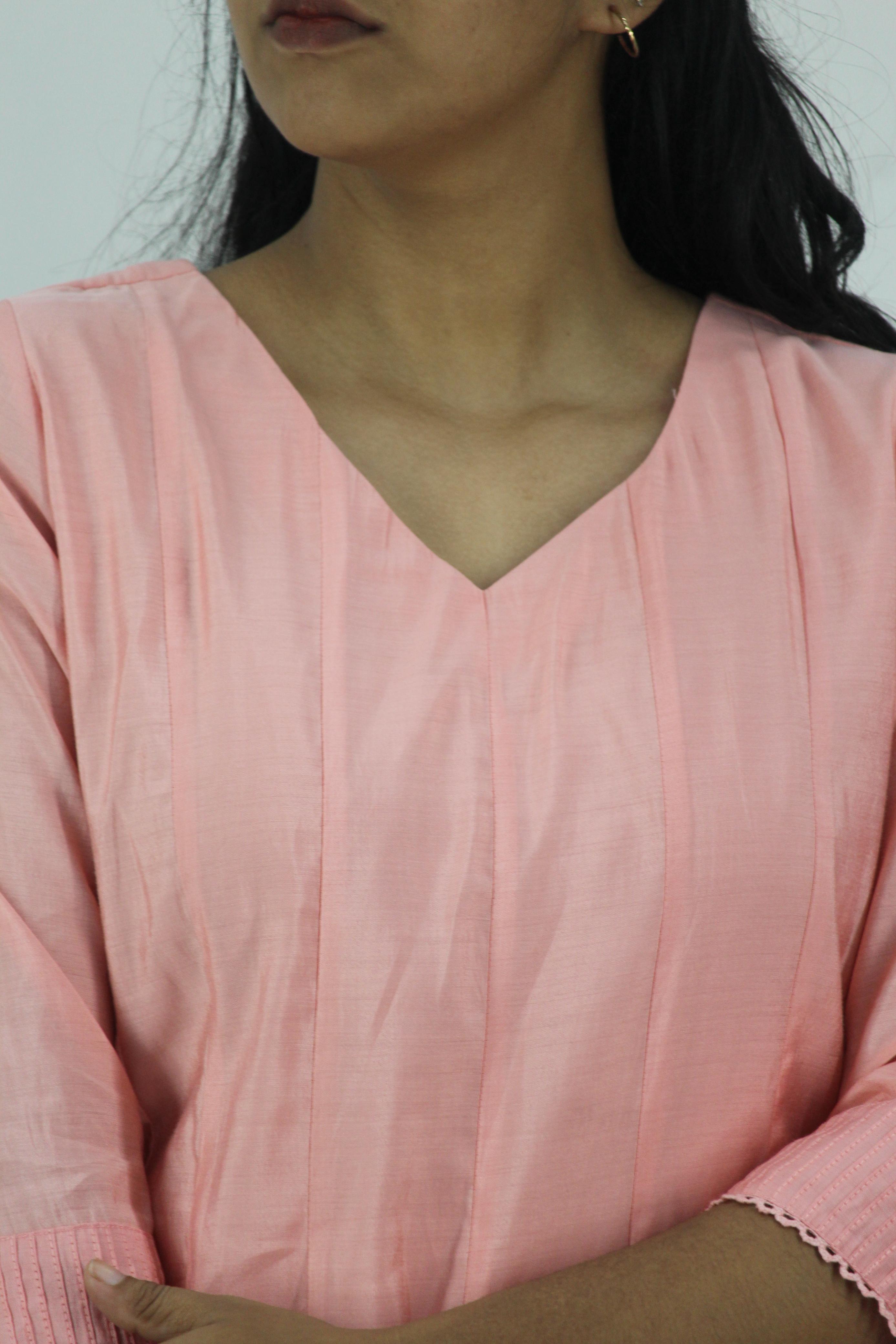 Chanderi Anarkali Solid Kurta