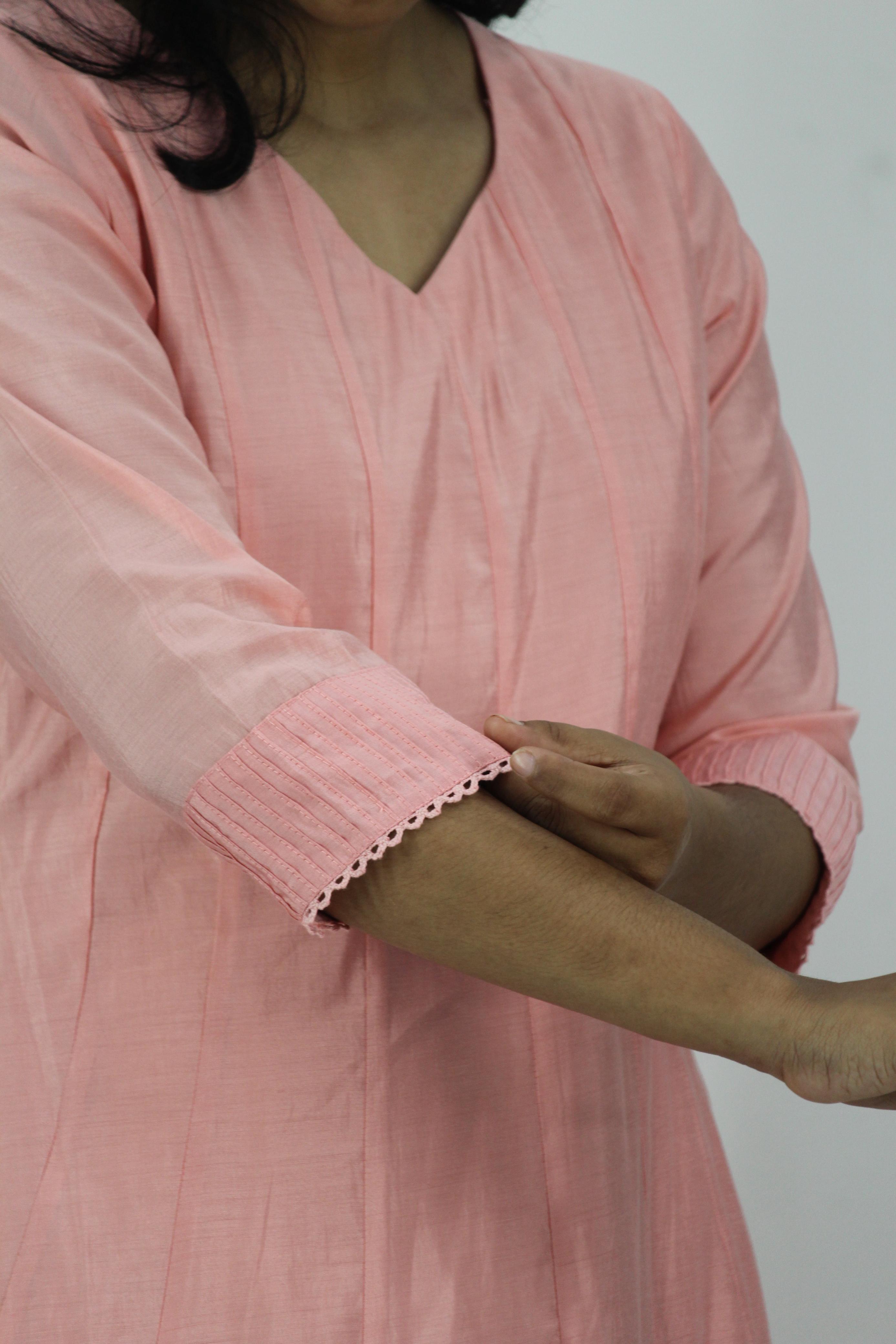 Chanderi Anarkali Solid Kurta