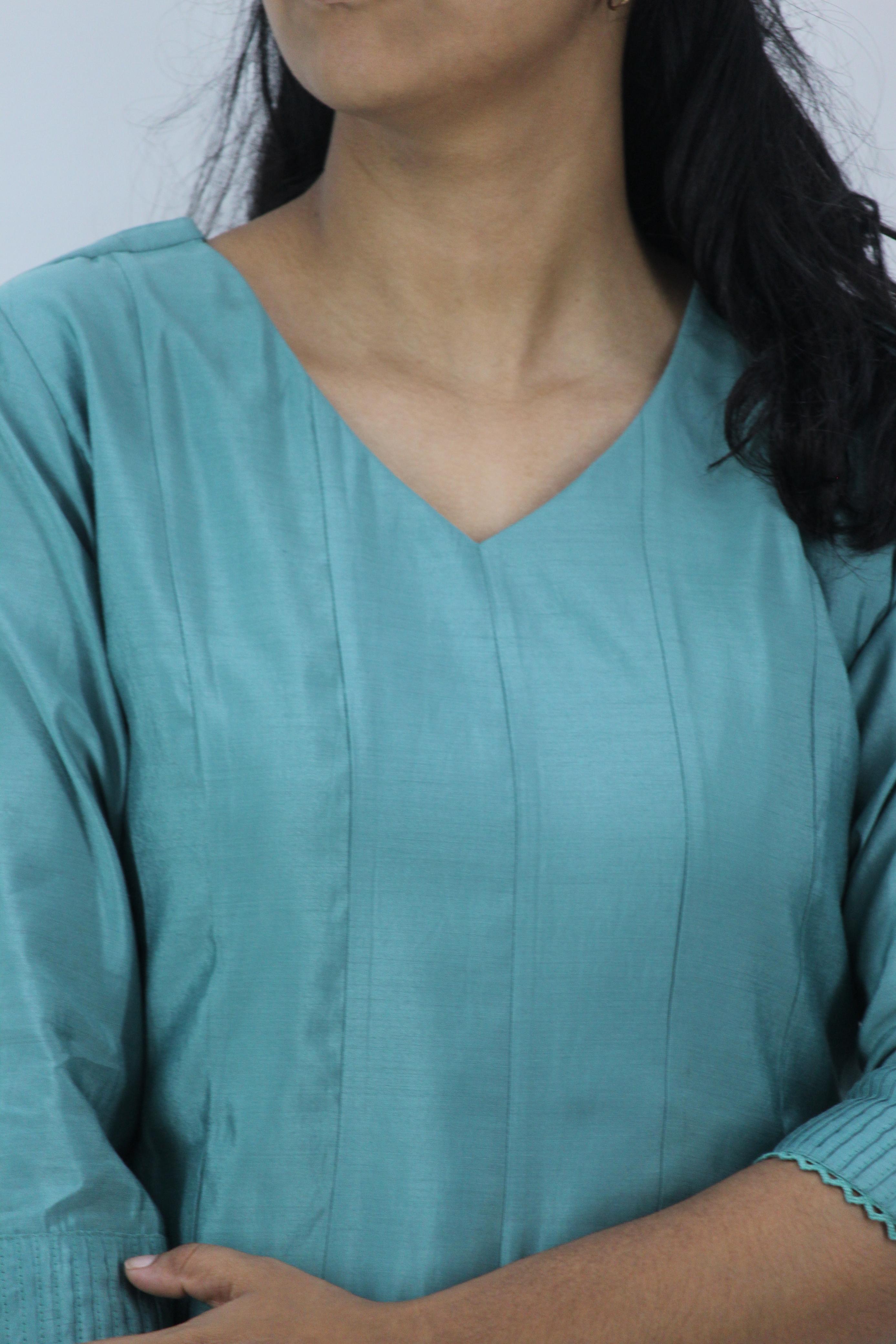 Chanderi Anarkali Solid Kurta