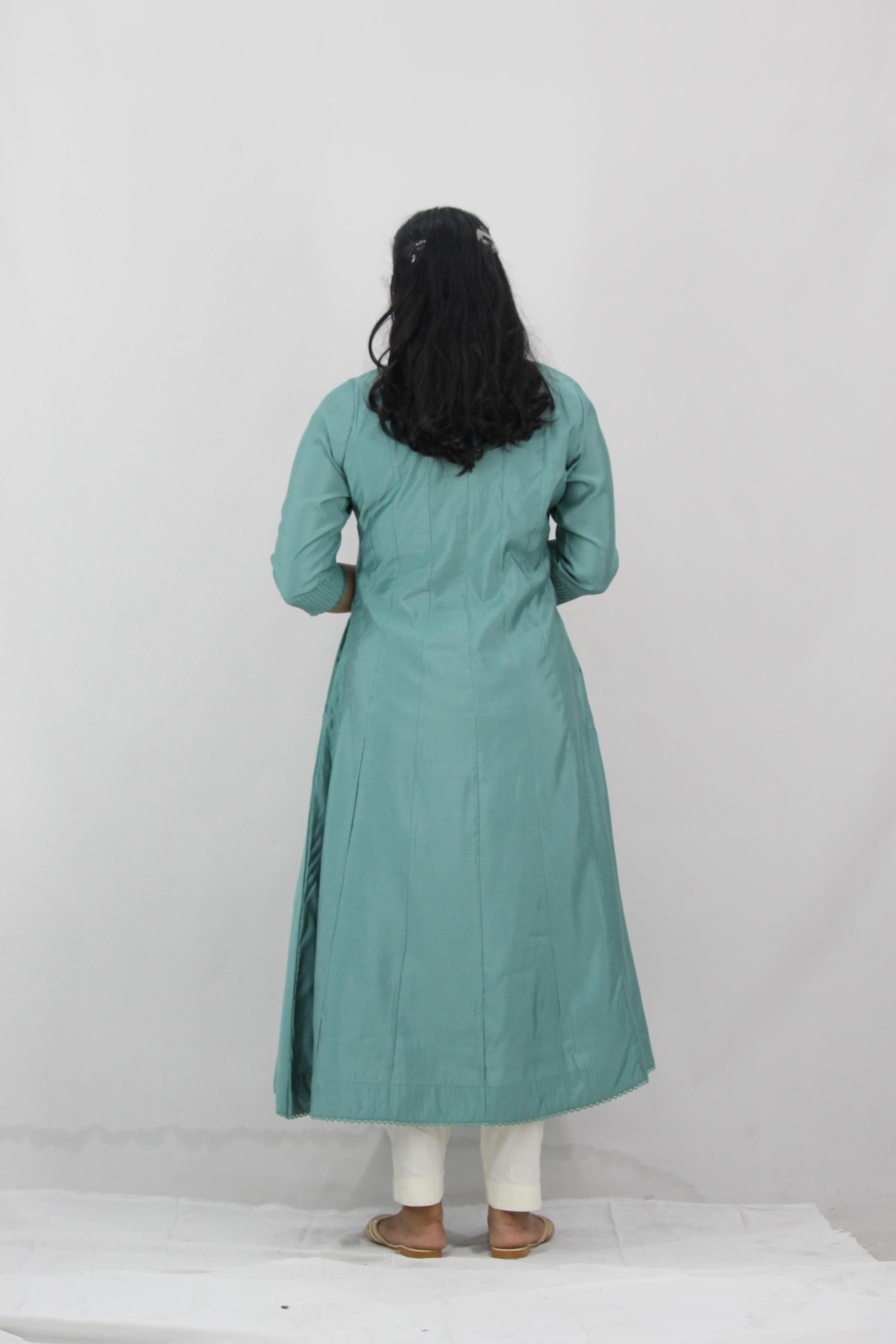 Chanderi Anarkali Solid Kurta