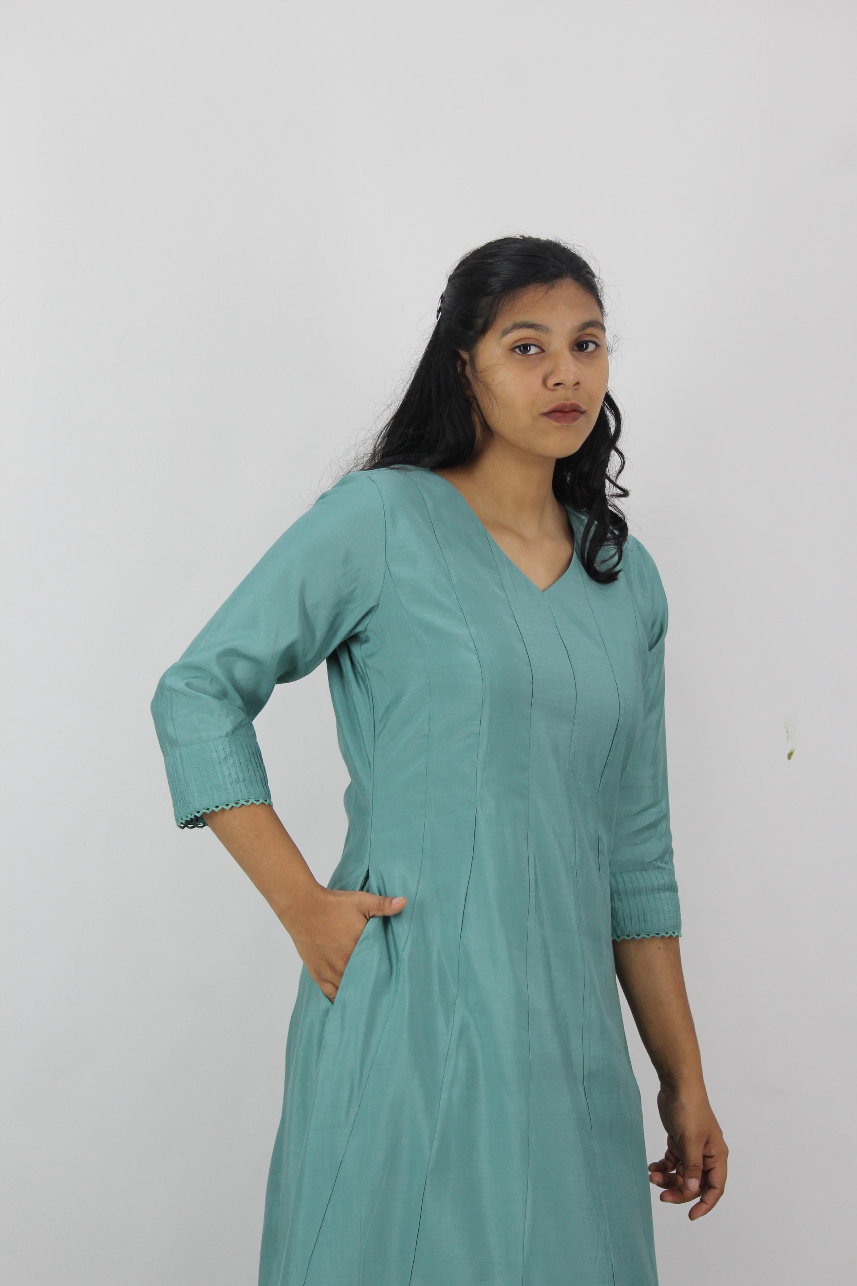 Chanderi Anarkali Solid Kurta