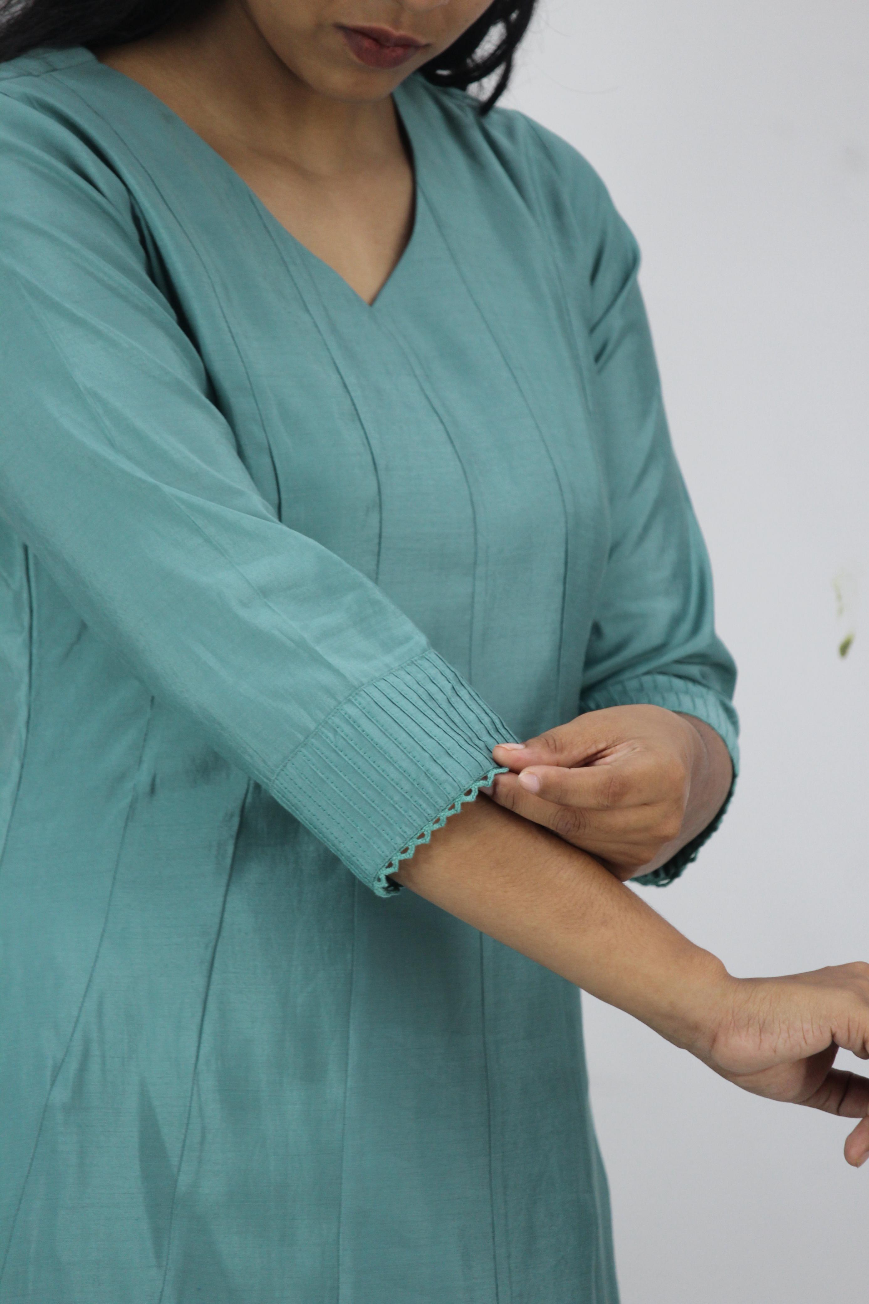 Chanderi Anarkali Solid Kurta