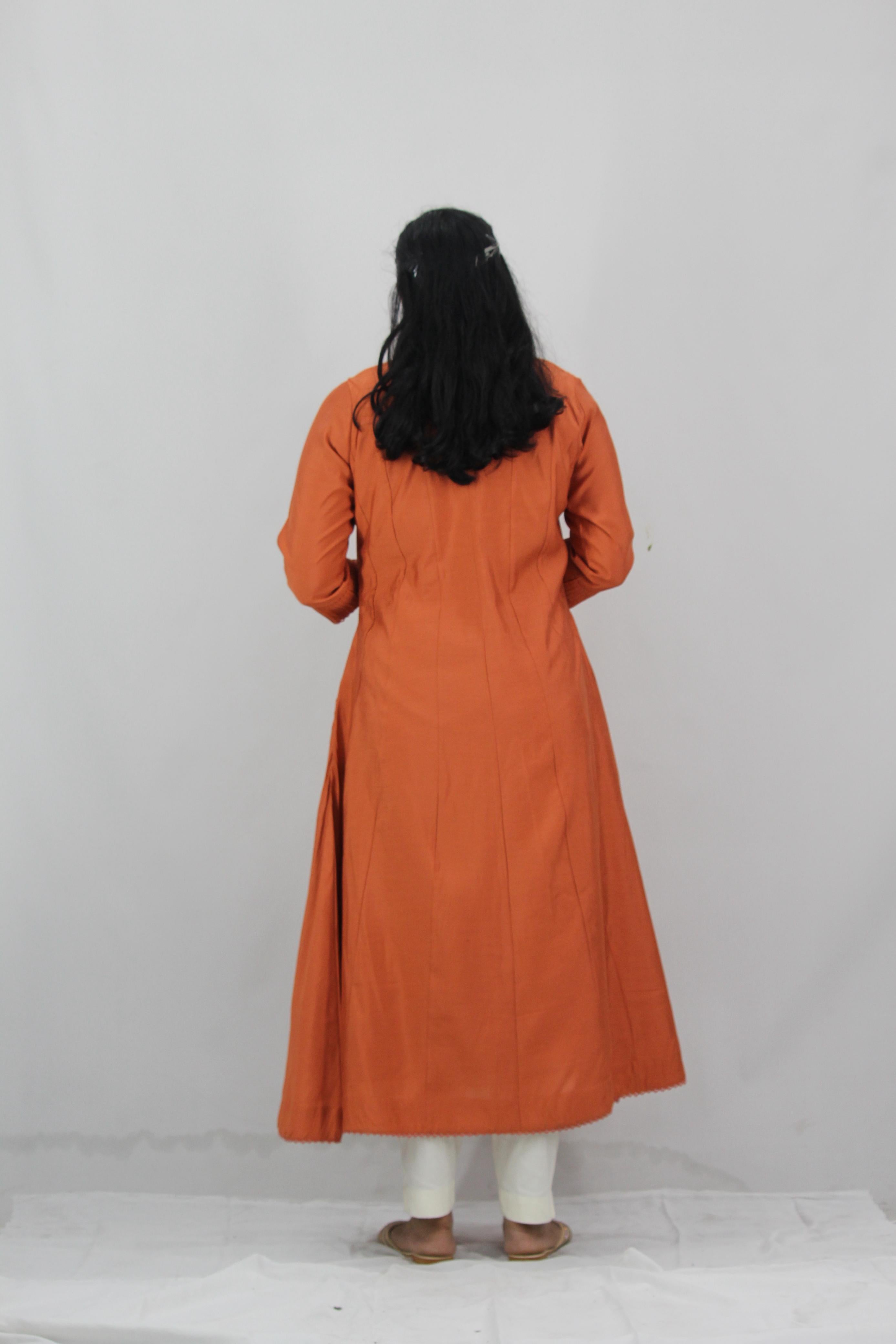 Chanderi Anarkali Solid Kurta