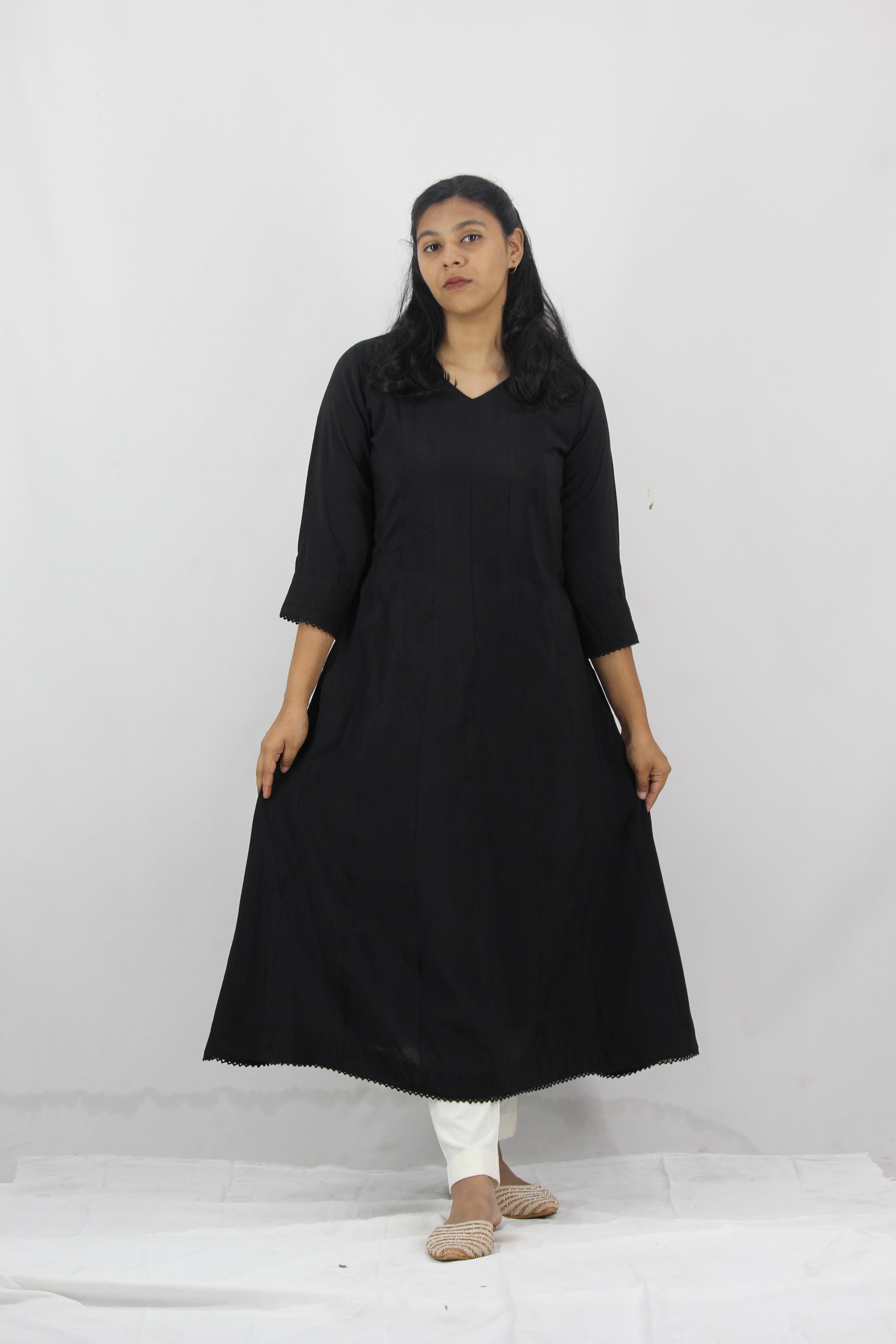 Chanderi Anarkali Solid Kurta