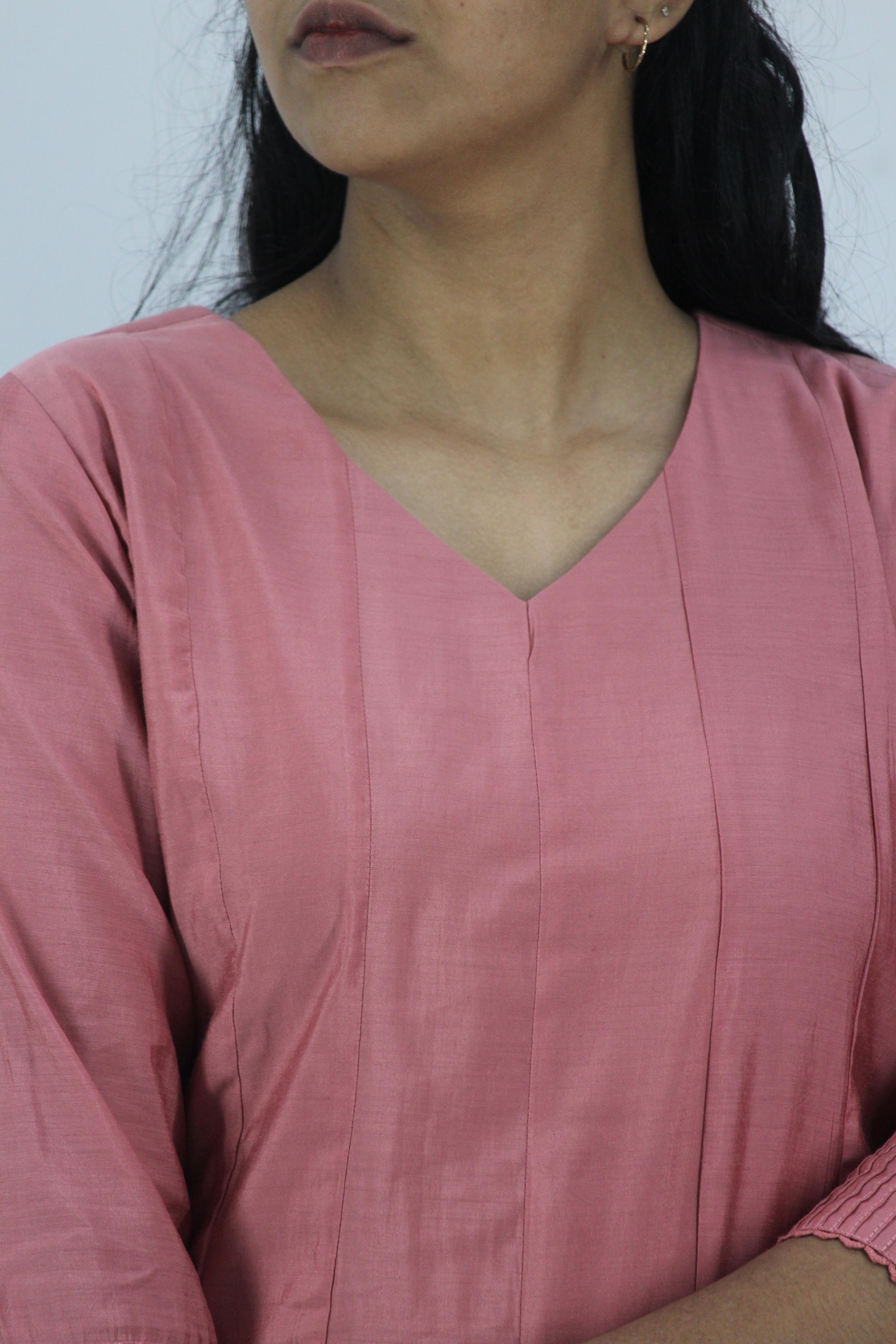 Chanderi Anarkali Solid Kurta