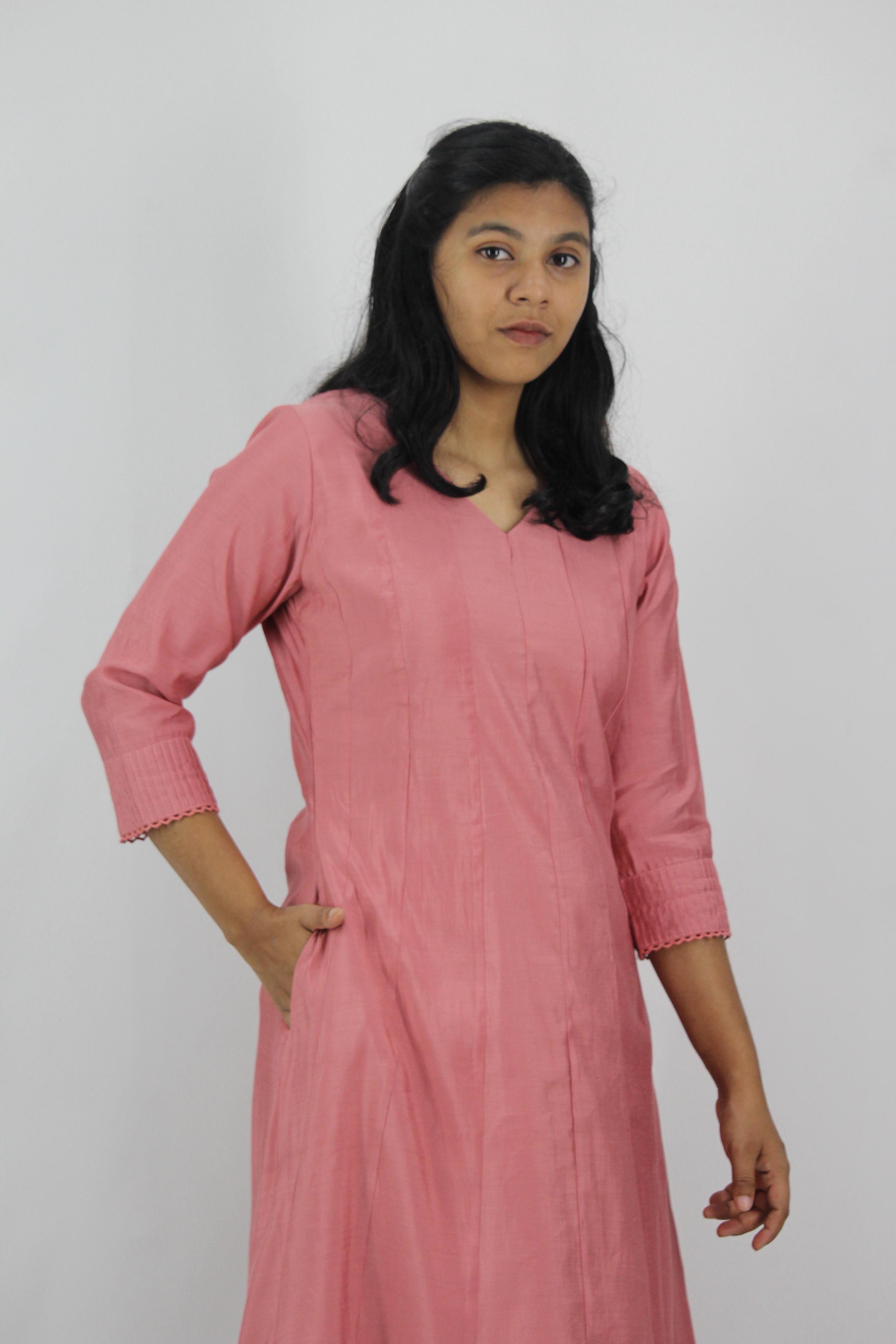 Chanderi Anarkali Solid Kurta