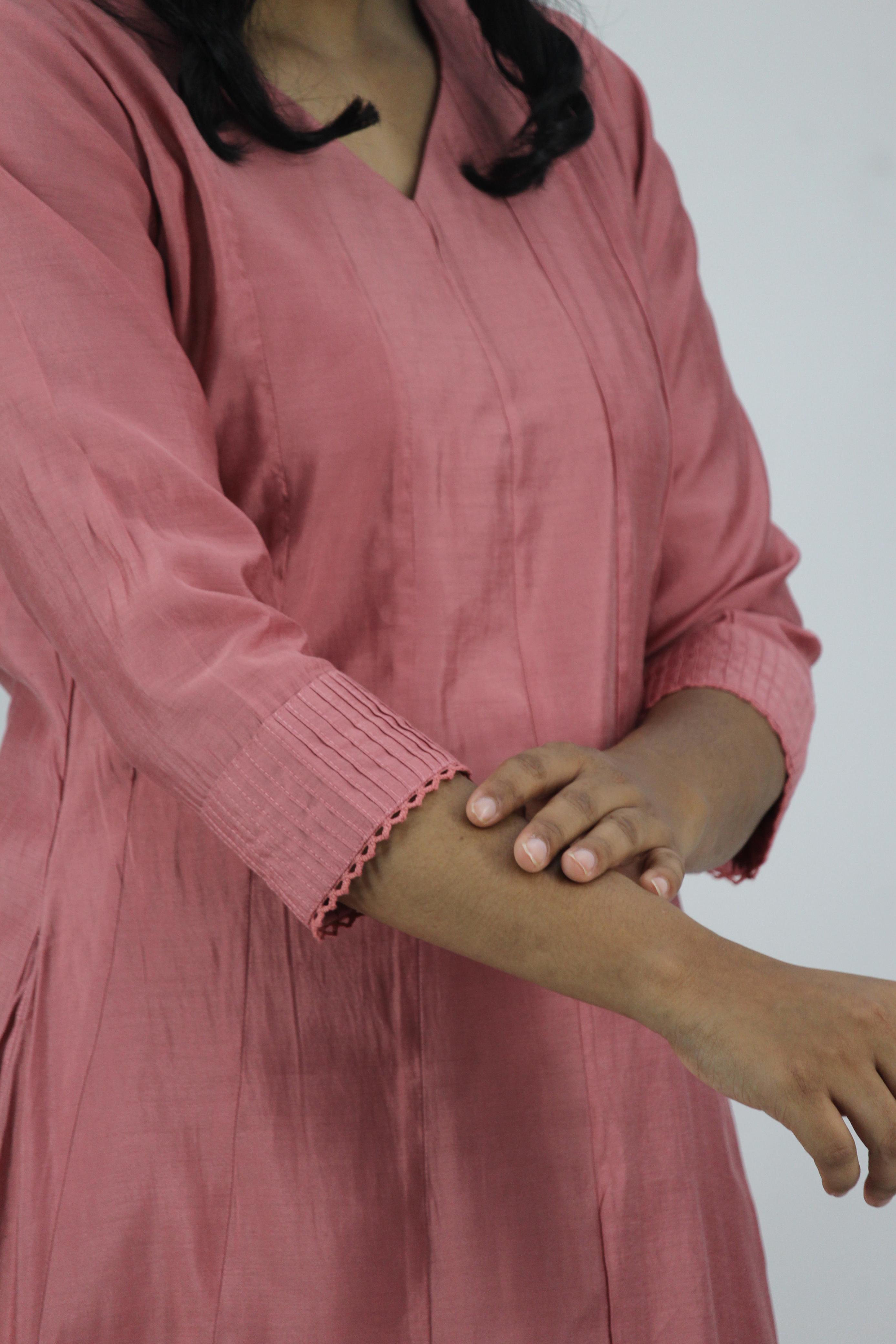 Chanderi Anarkali Solid Kurta