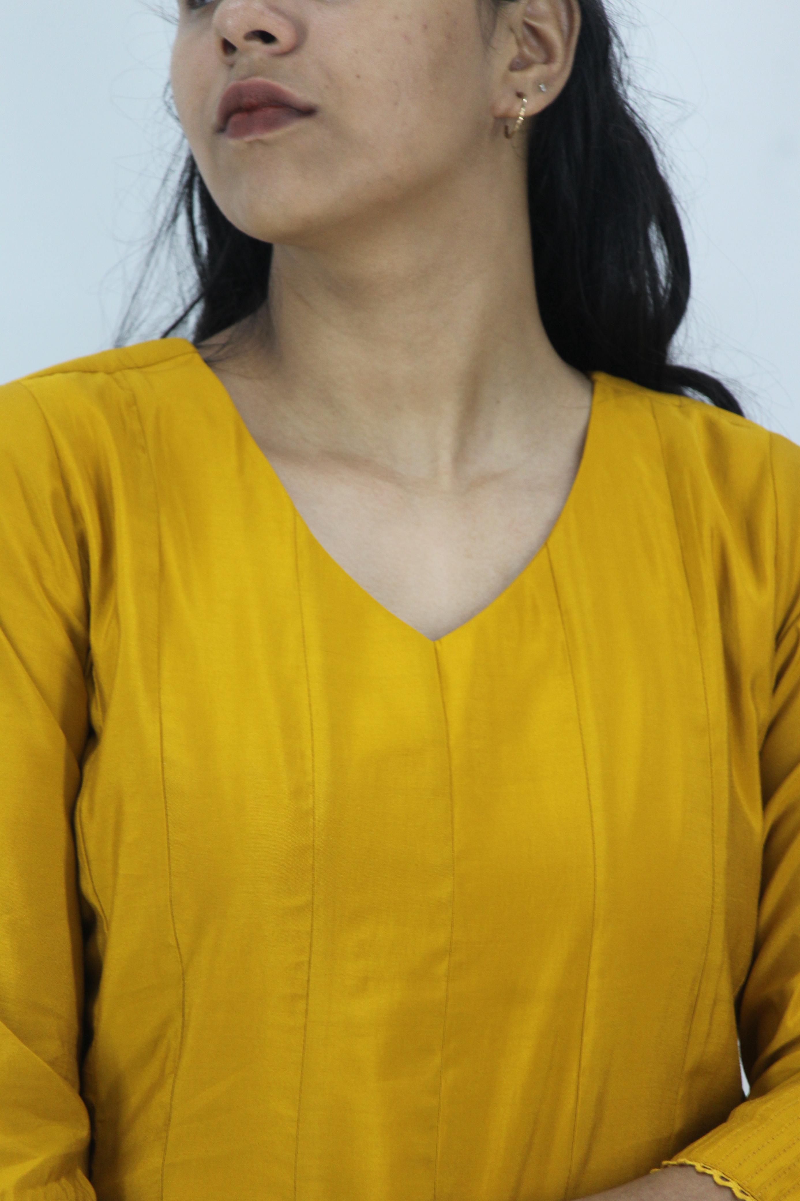 Chanderi Anarkali Solid Kurta