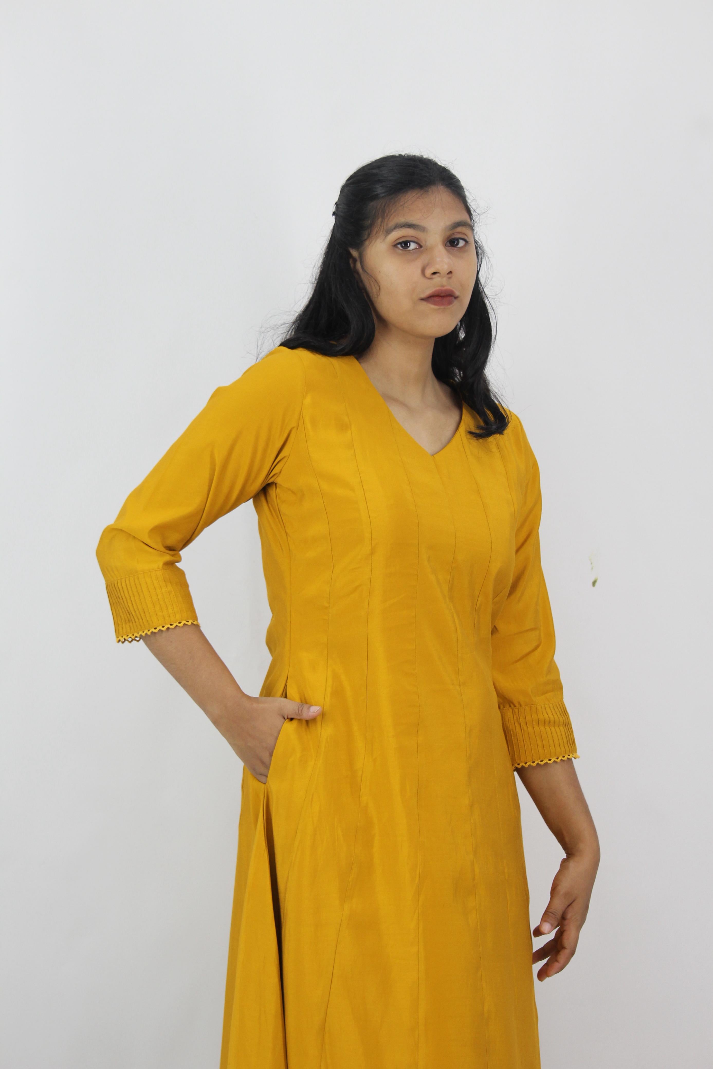 Chanderi Anarkali Solid Kurta