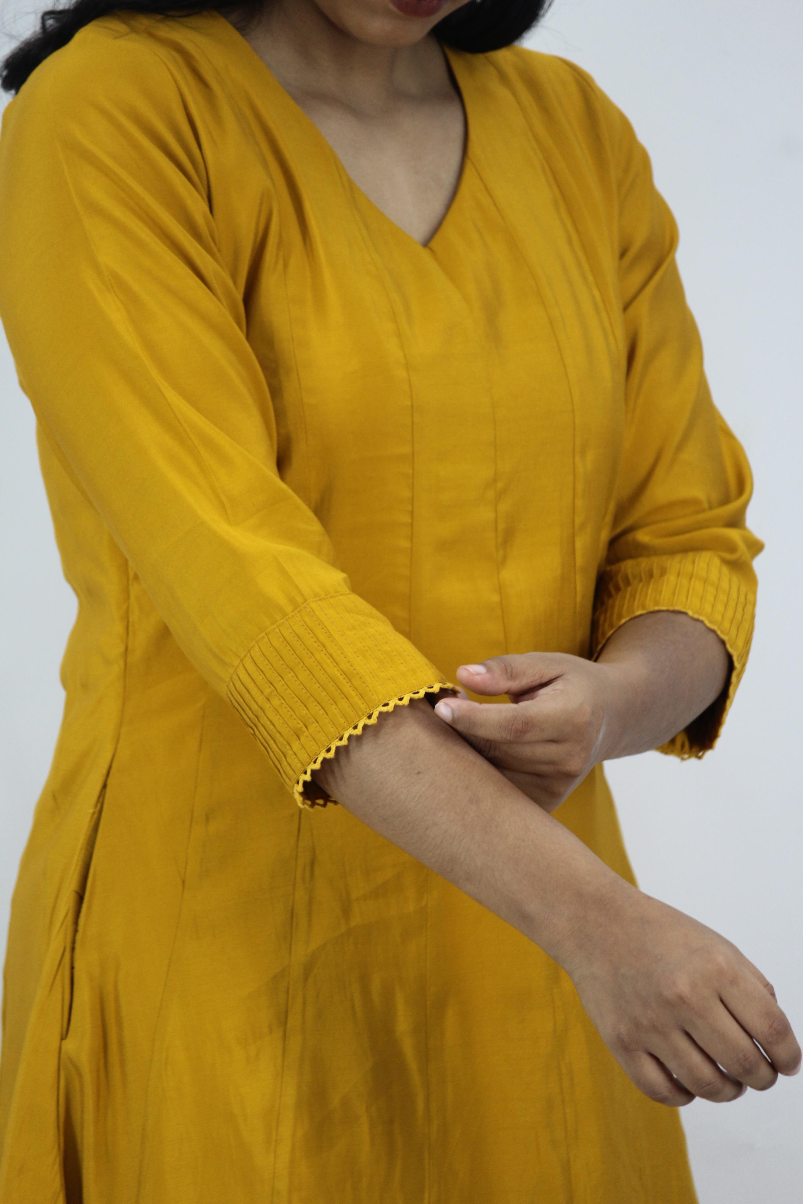Chanderi Anarkali Solid Kurta